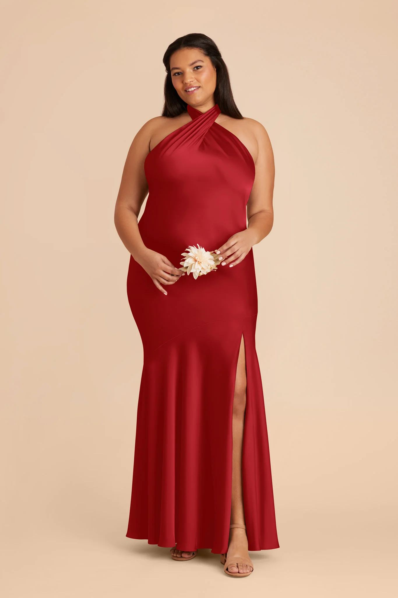 Stephanie Matte Satin Dress - Ruby Red - Image 8