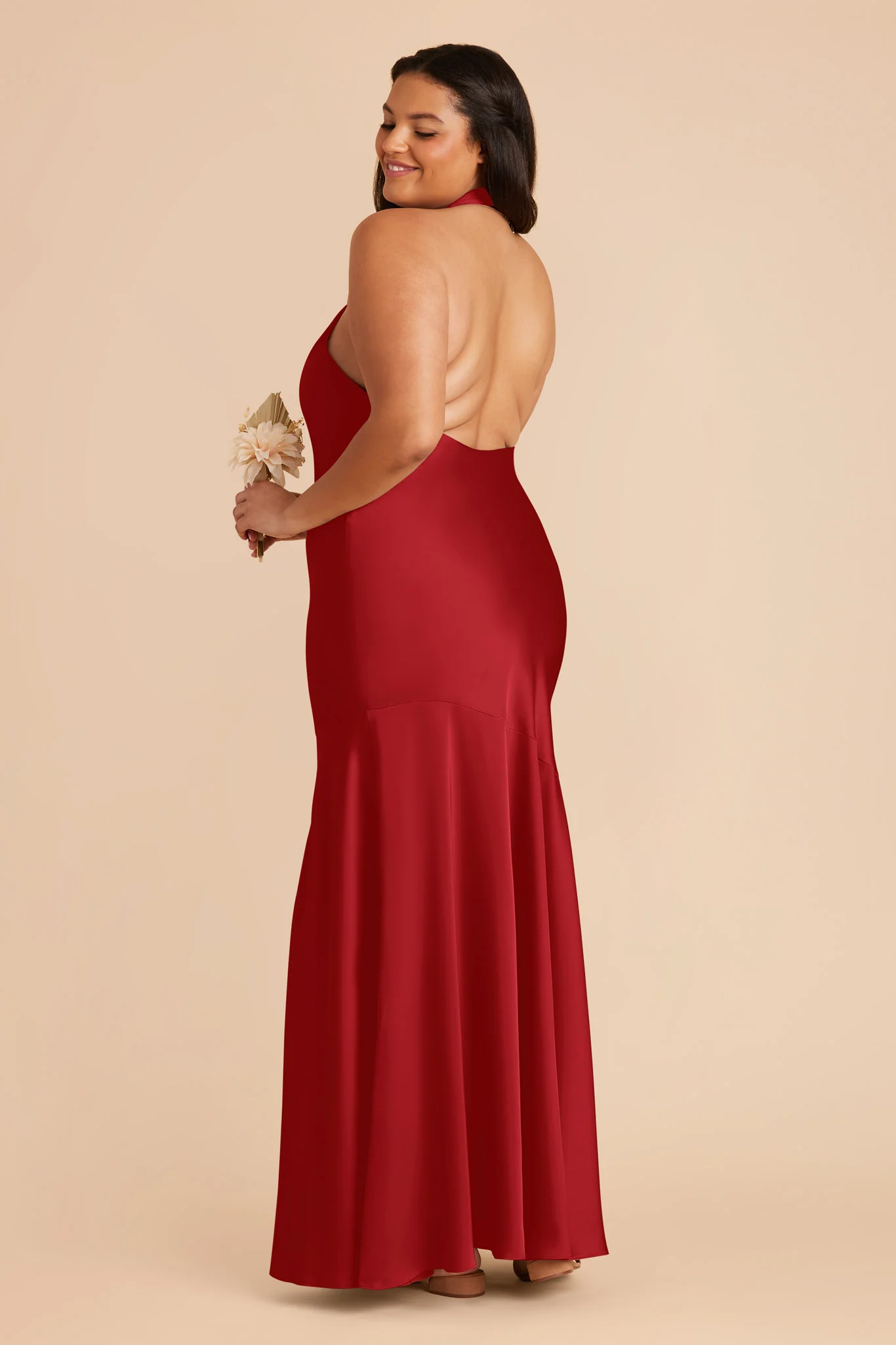 Stephanie Matte Satin Dress - Ruby Red - Image 9