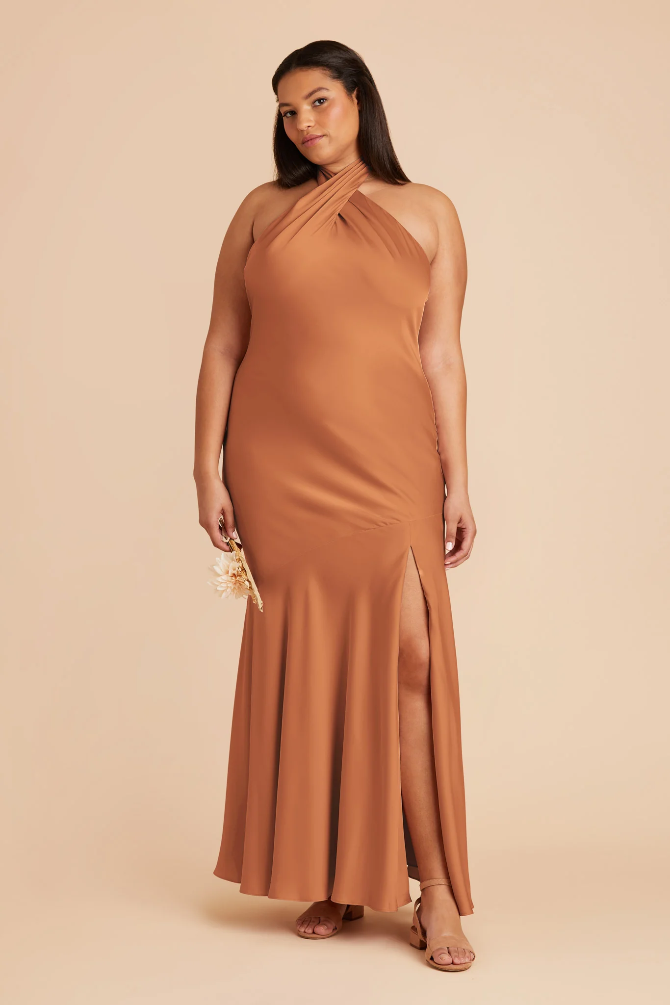 Stephanie Matte Satin Dress - Rust - Image 2