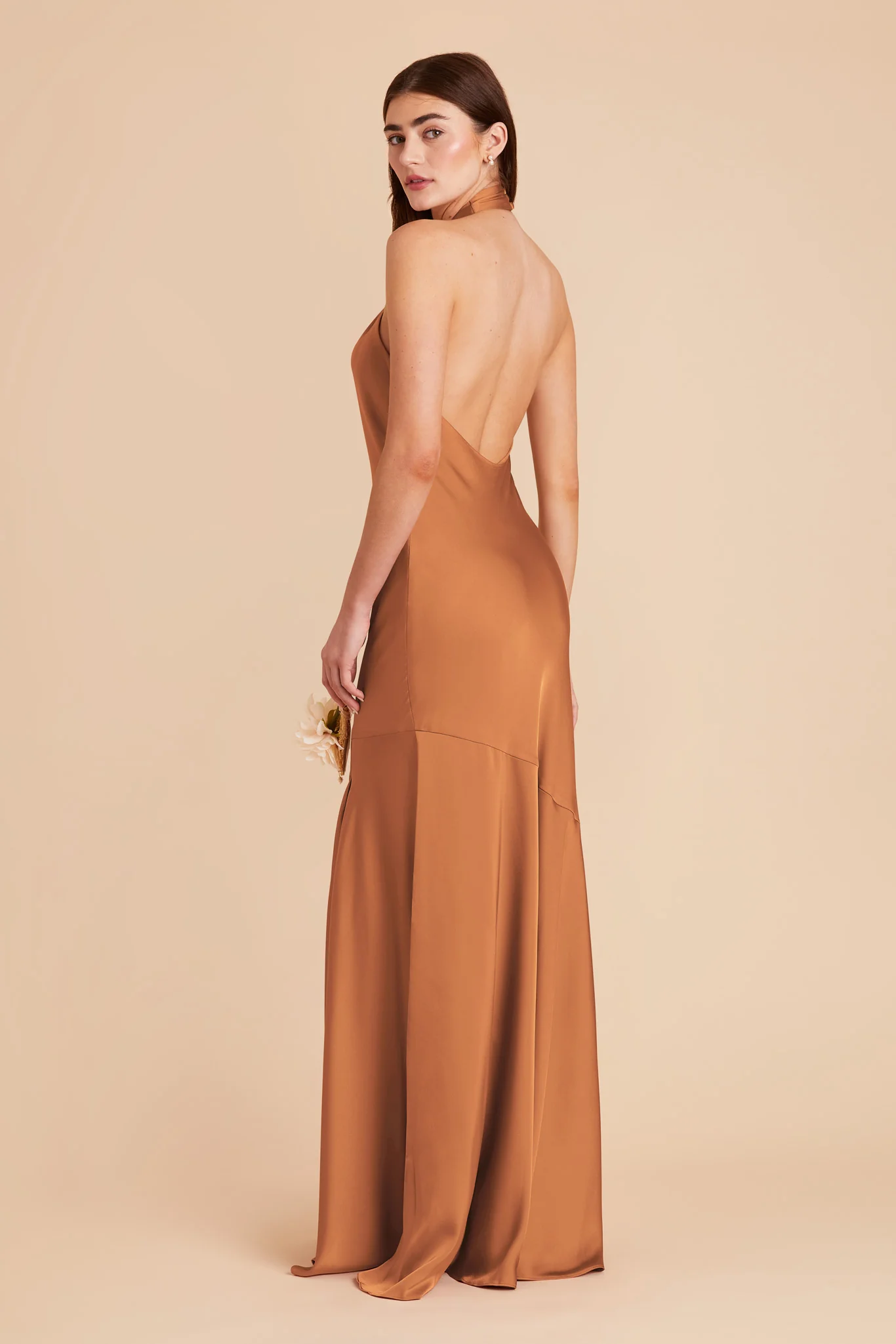 Stephanie Matte Satin Dress - Rust - Image 4