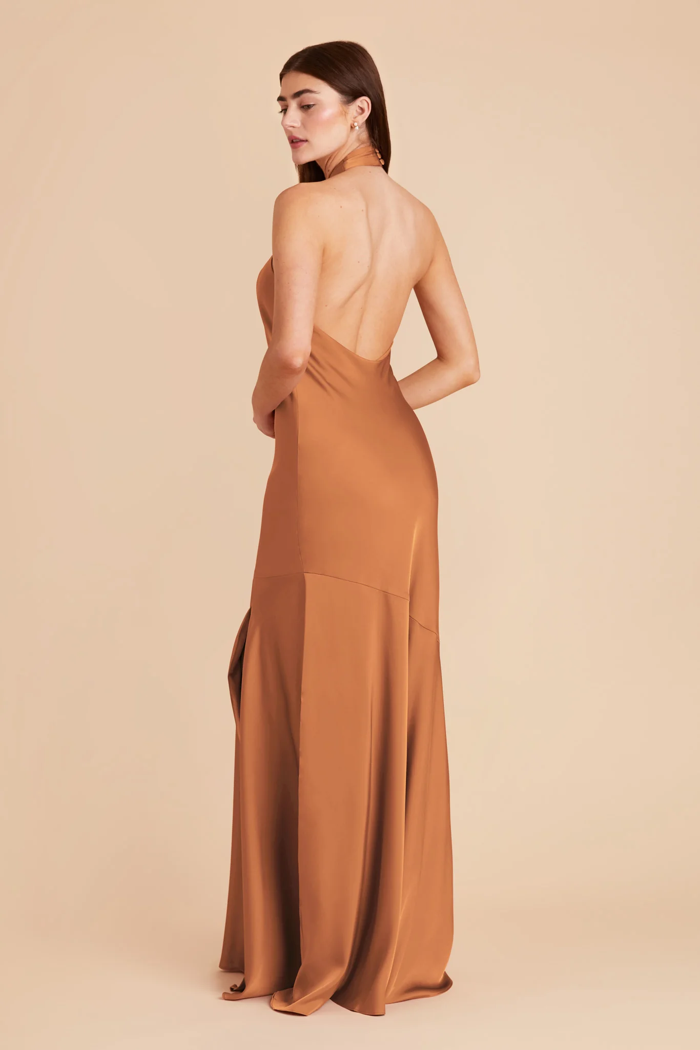 Stephanie Matte Satin Dress - Rust - Image 5