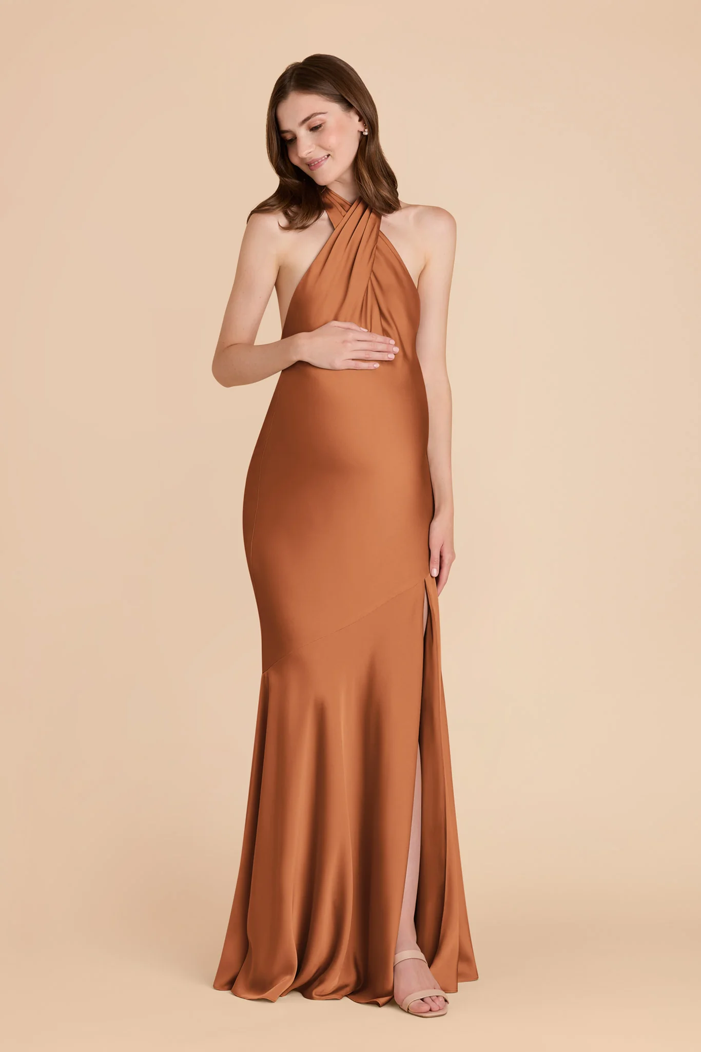 Stephanie Matte Satin Dress - Rust - Image 8