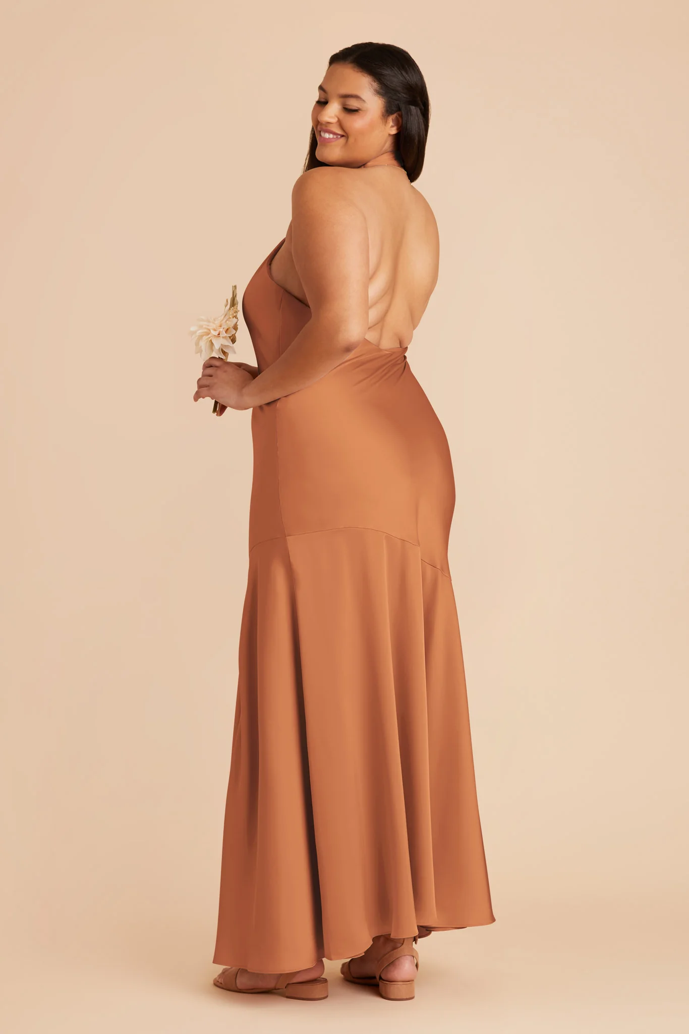 Stephanie Matte Satin Dress - Rust - Image 9