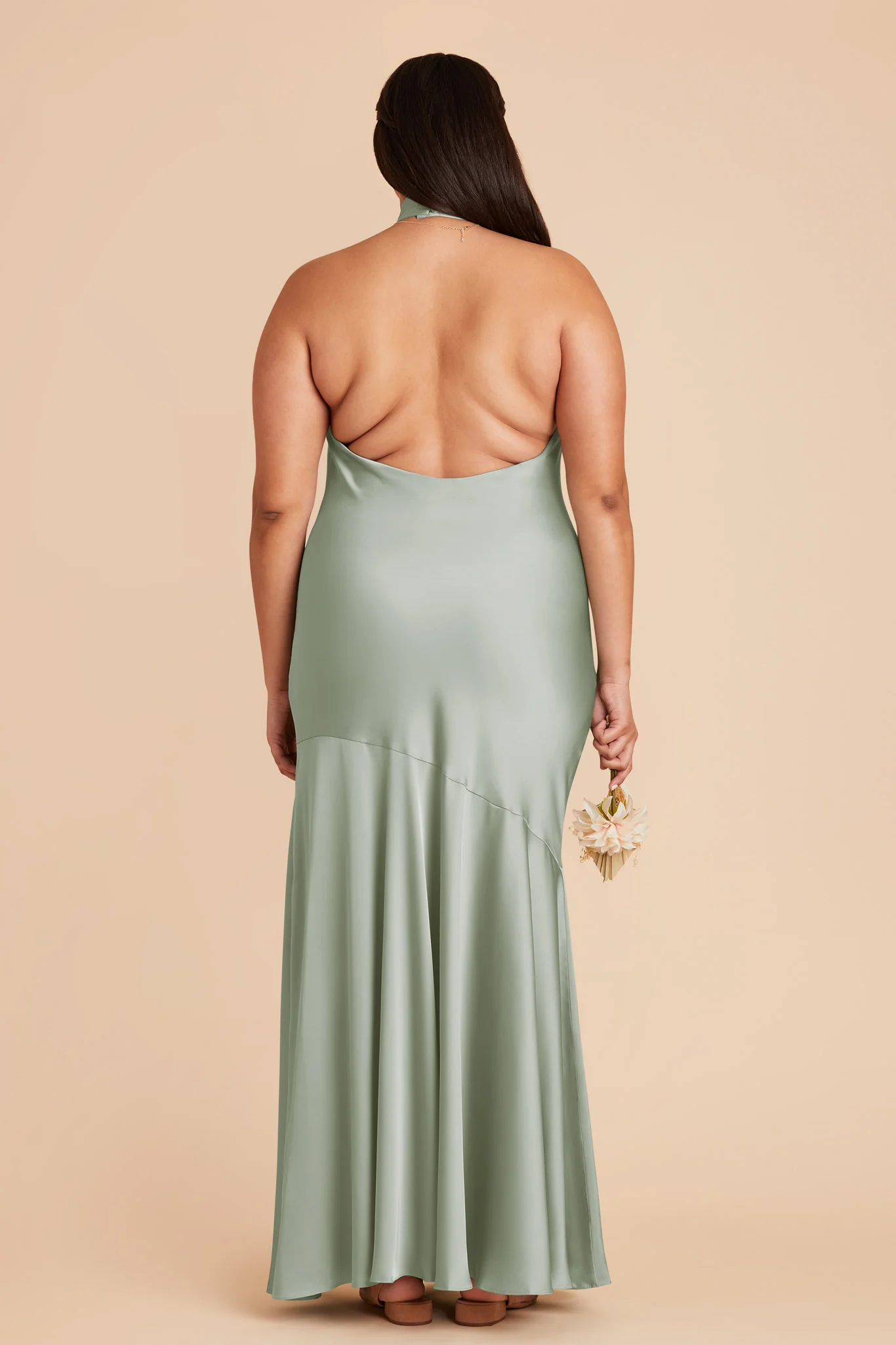 Stephanie Matte Satin Dress - Sage - Image 10