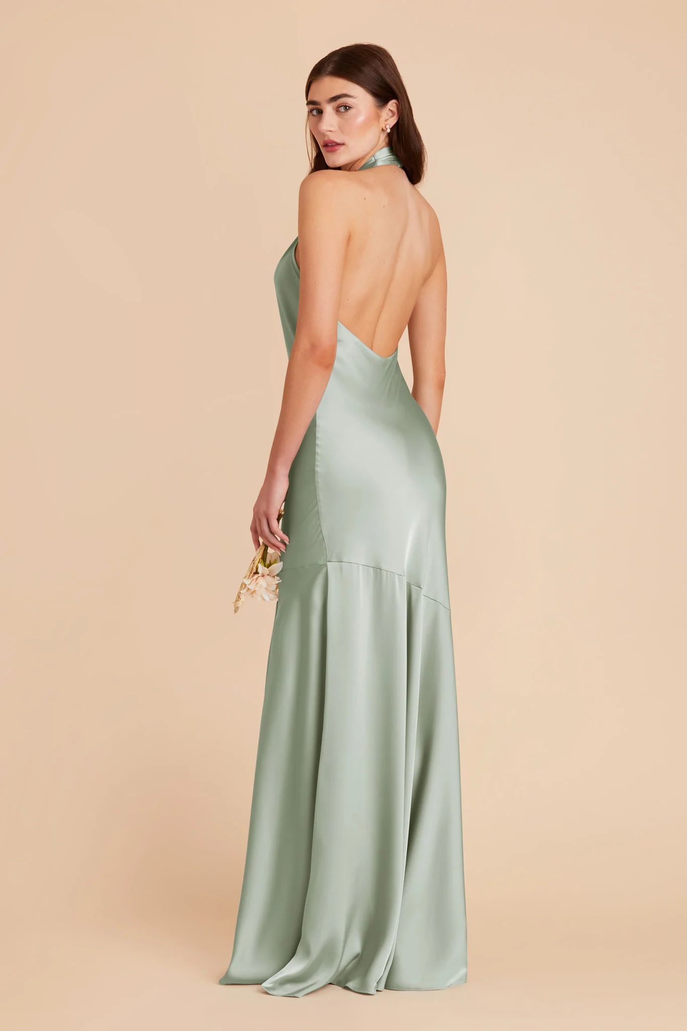 Stephanie Matte Satin Dress - Sage - Image 4
