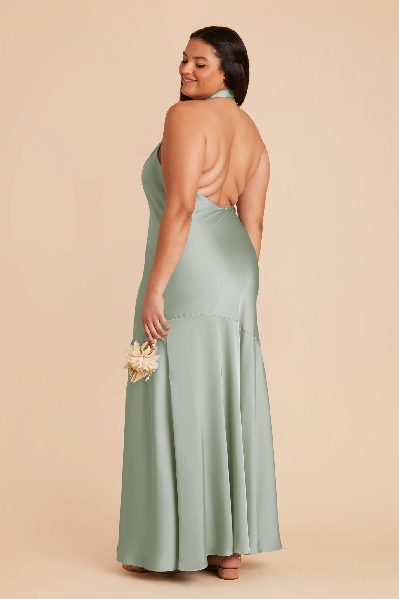 Stephanie Matte Satin Dress - Sage - Image 8