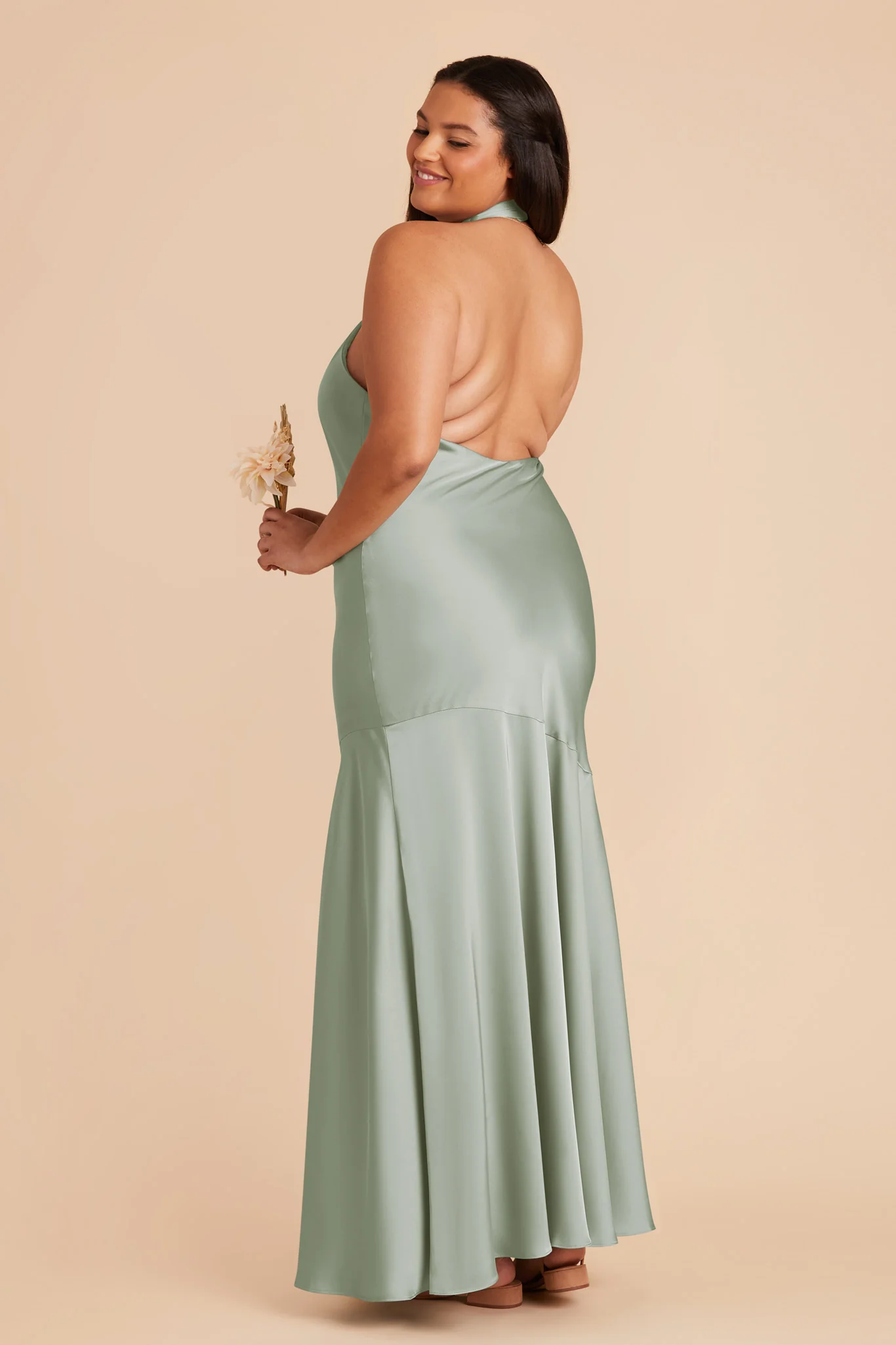 Stephanie Matte Satin Dress - Sage - Image 9