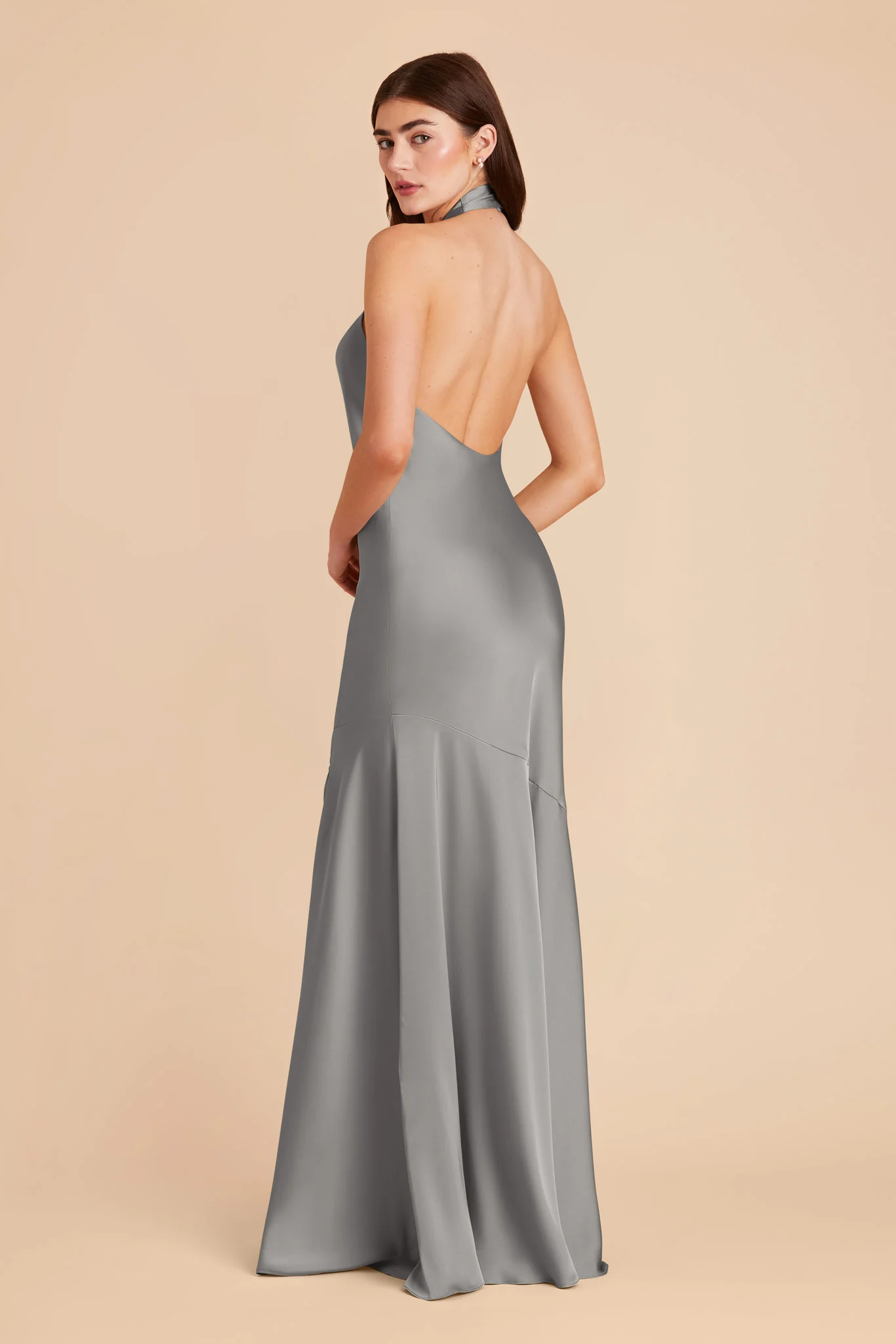 Stephanie Matte Satin Dress - Silver - Image 4