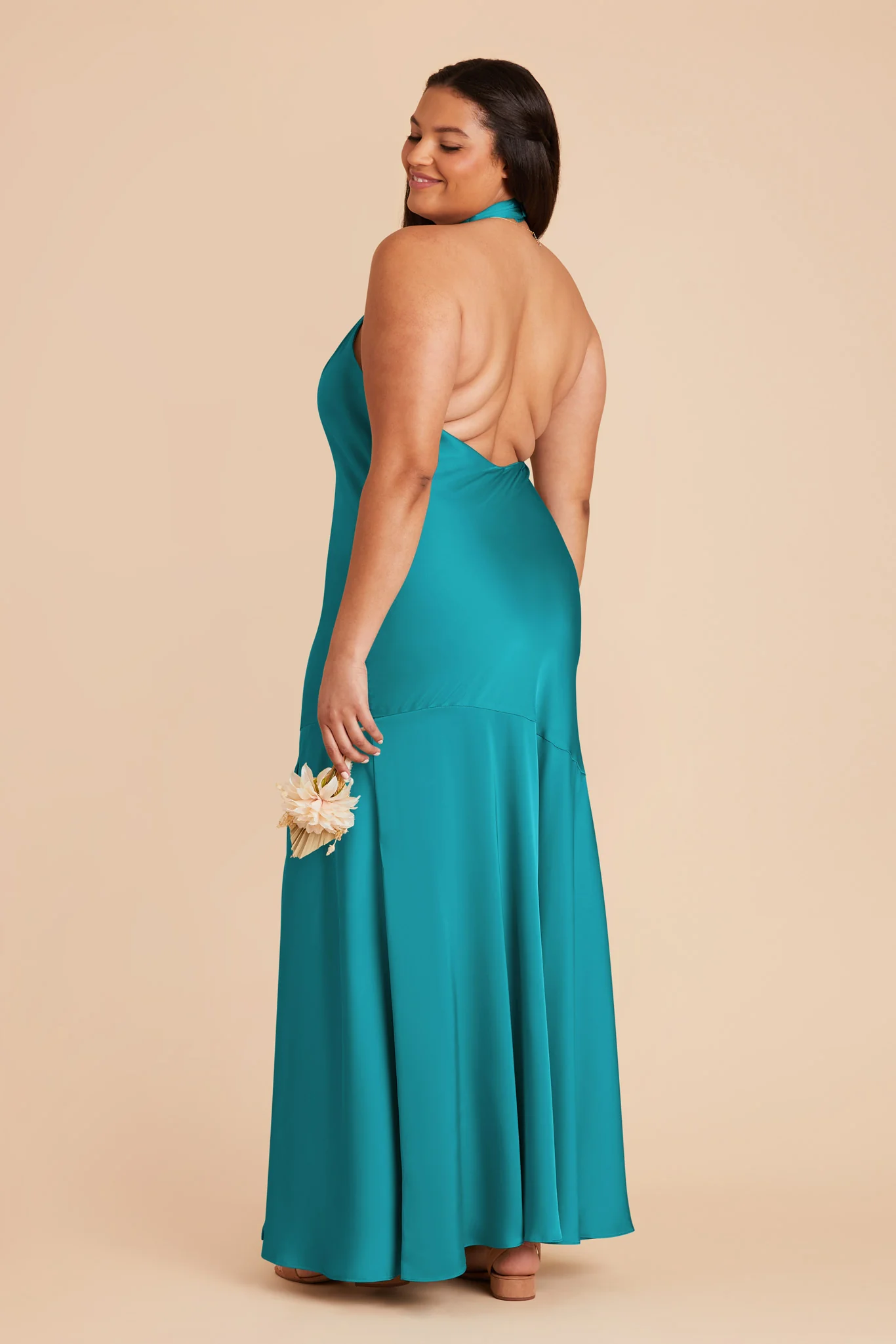 Stephanie Matte Satin Dress - Teal - Image 10