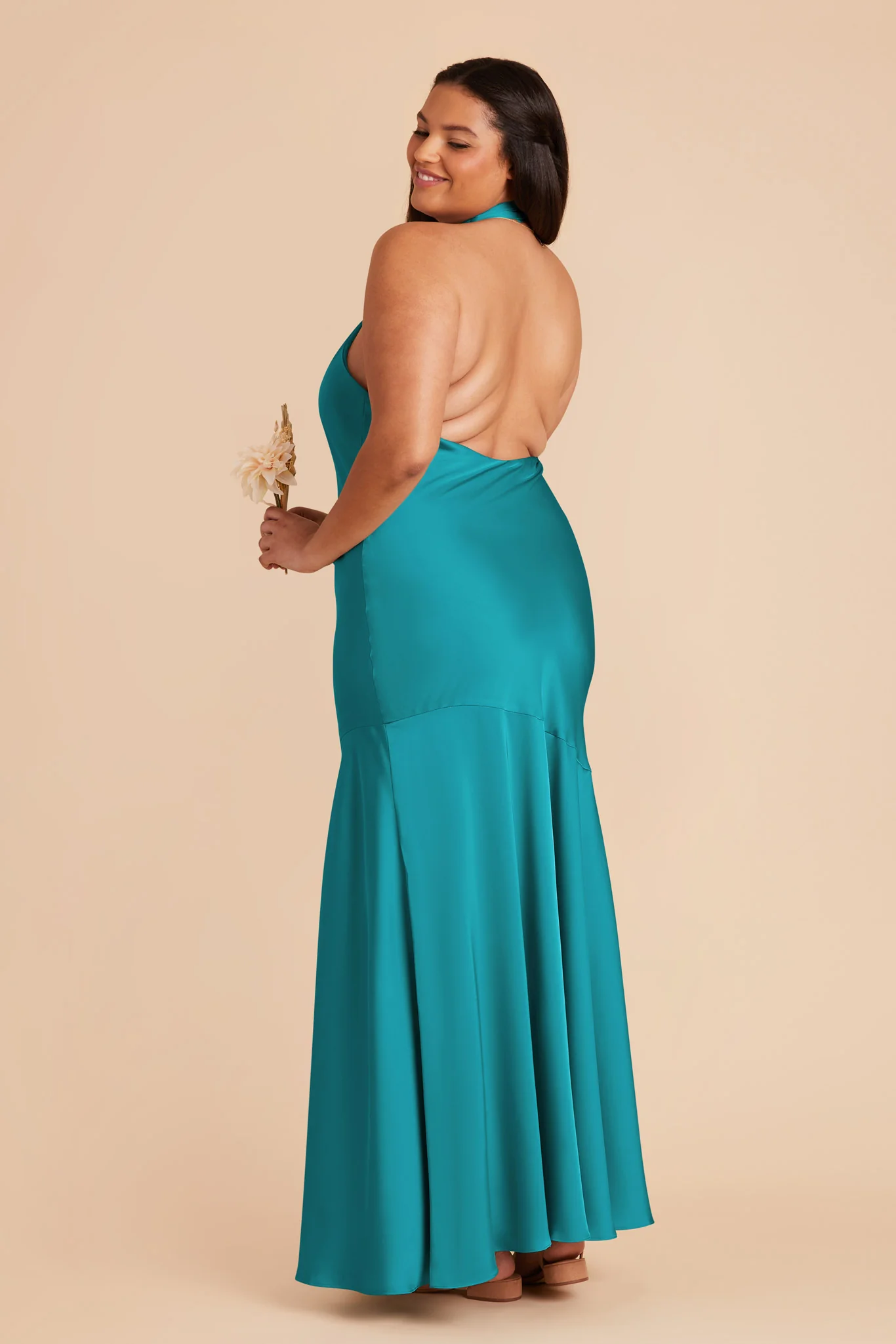 Stephanie Matte Satin Dress - Teal - Image 11