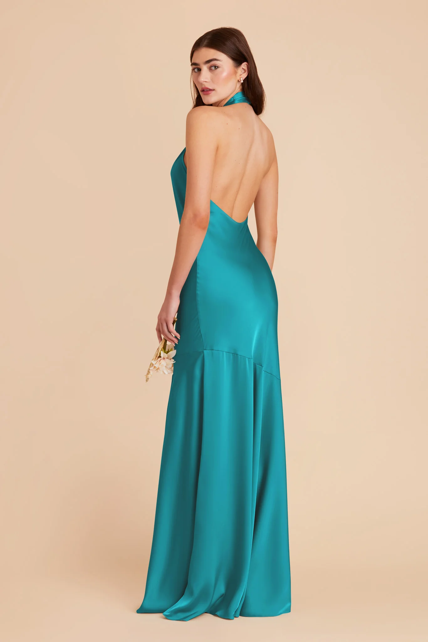 Stephanie Matte Satin Dress - Teal - Image 5
