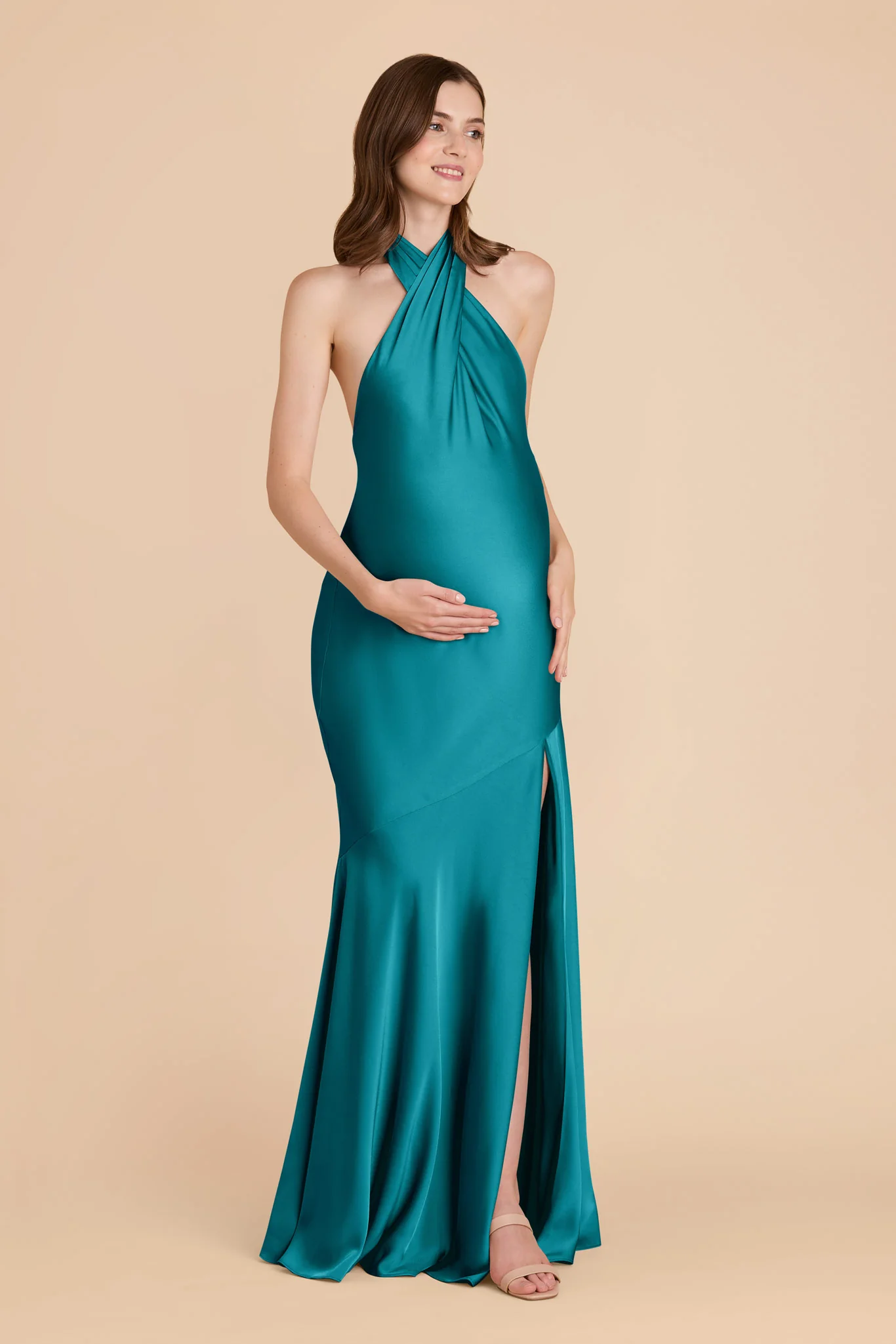 Stephanie Matte Satin Dress - Teal - Image 7