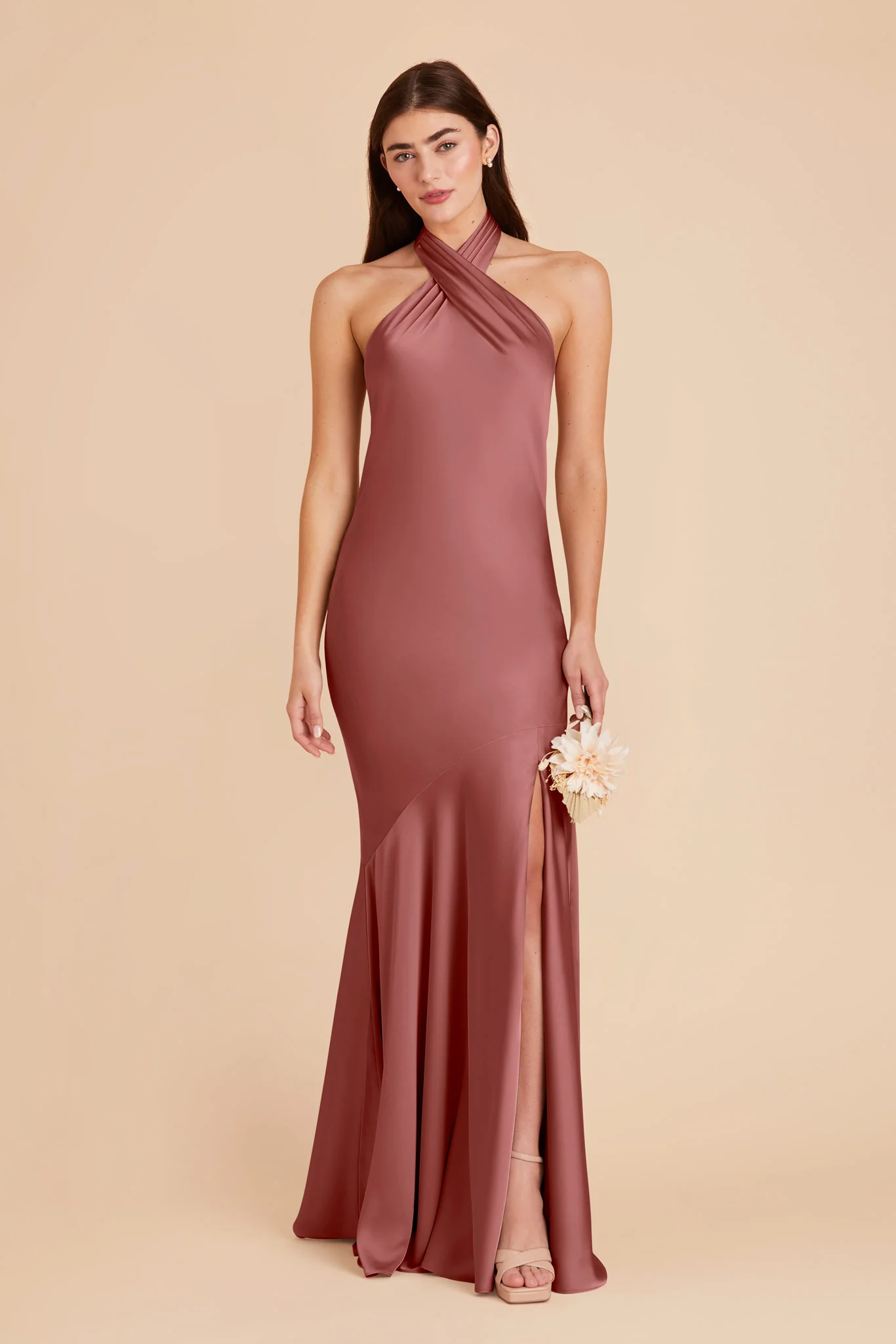Stephanie Matte Satin Dress - Wild Rose