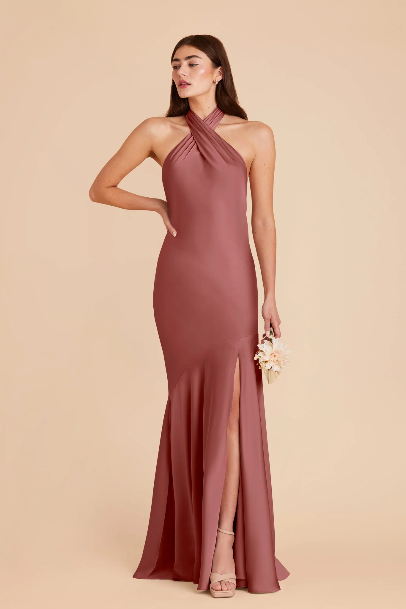 Stephanie Matte Satin Dress - Wild Rose - Image 3