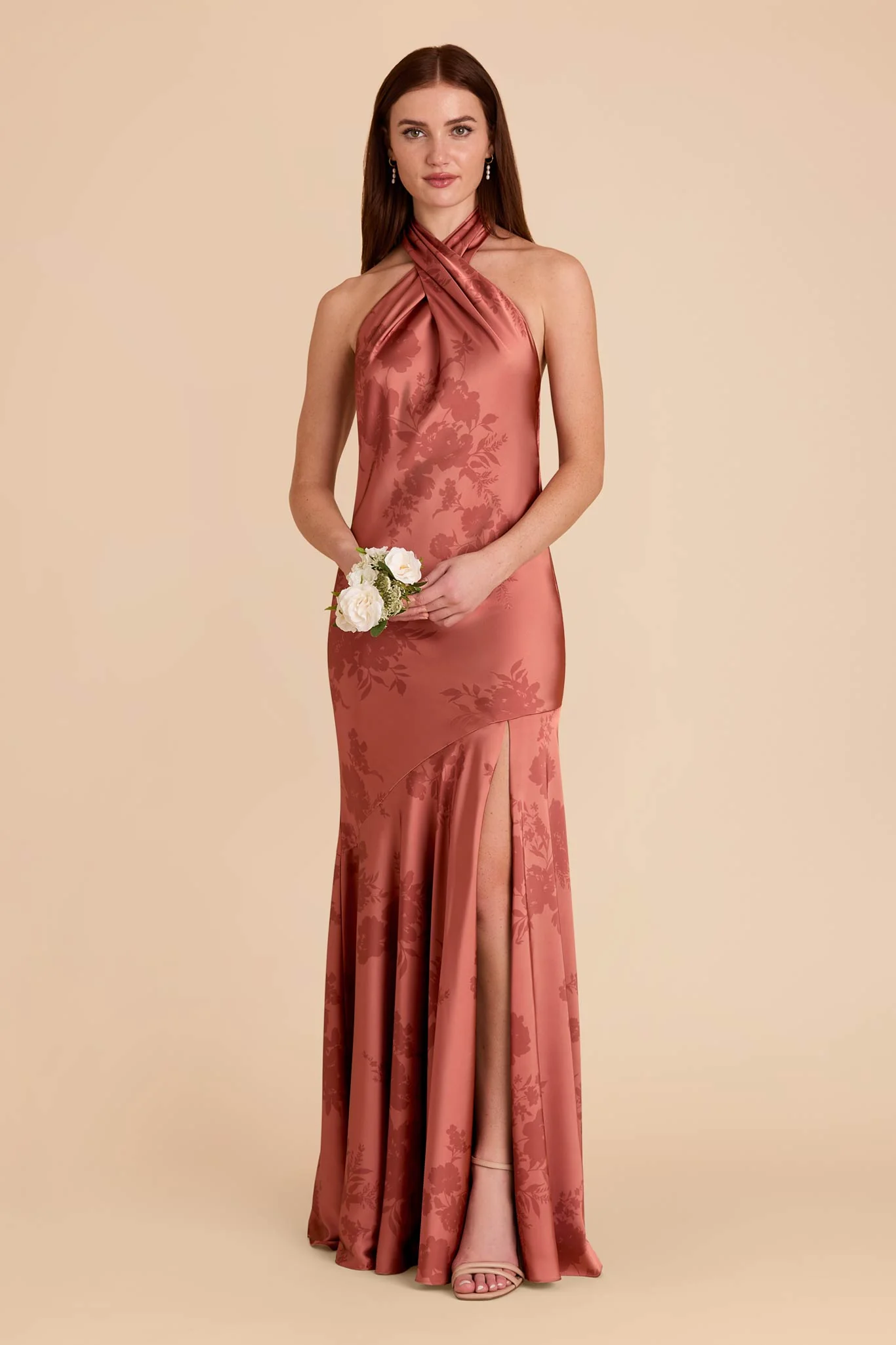 Stephanie Matte Satin Dress - Wild Rose Whimsical Blooms - Image 3