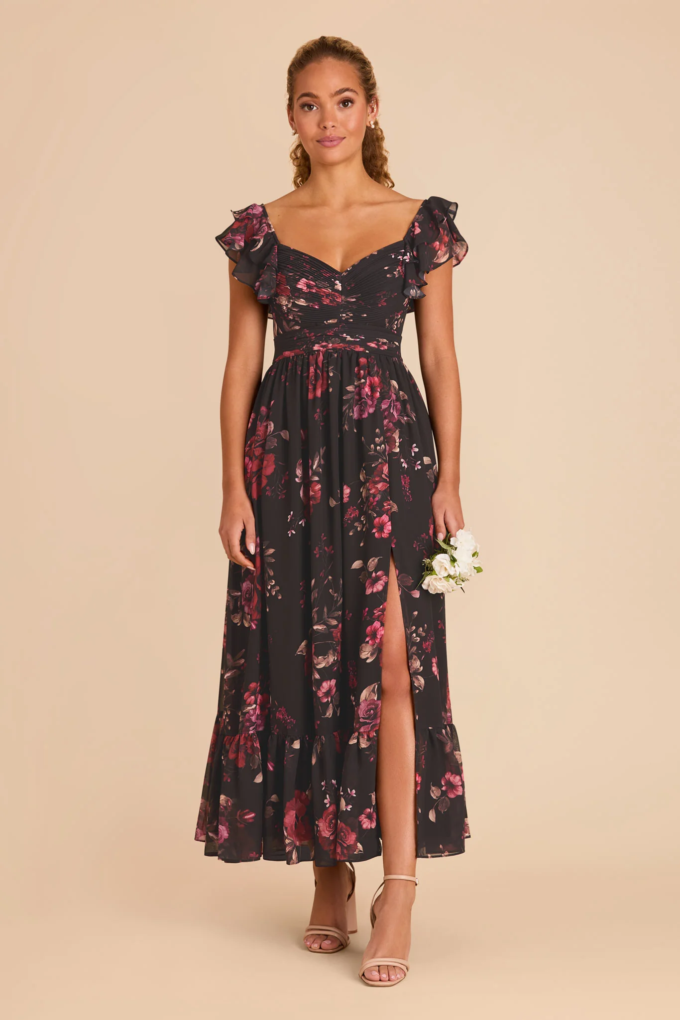 Swatch - Chiffon in Black Fleurs D'Amour - Image 3