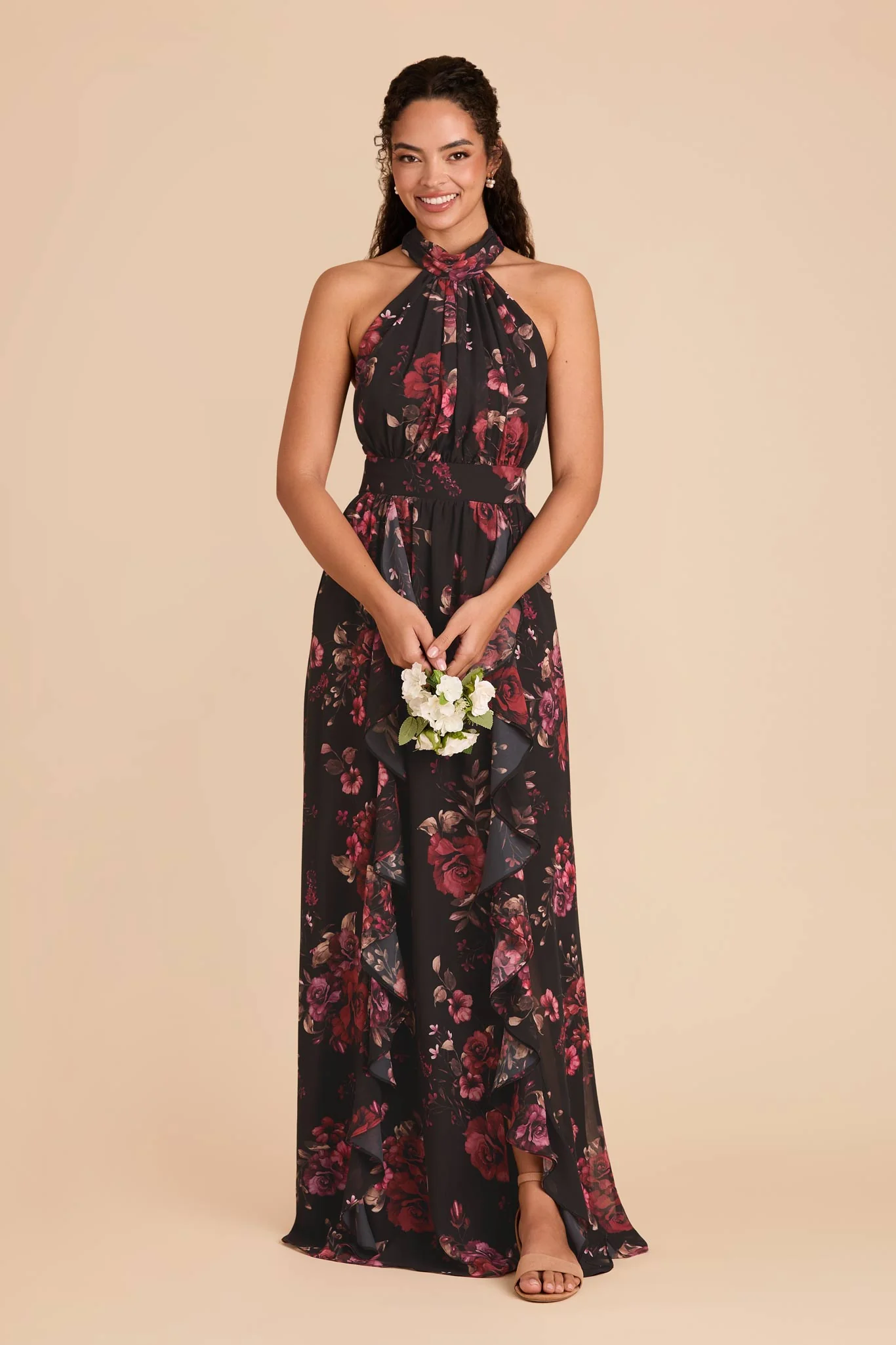 Swatch - Chiffon in Black Fleurs D'Amour - Image 4