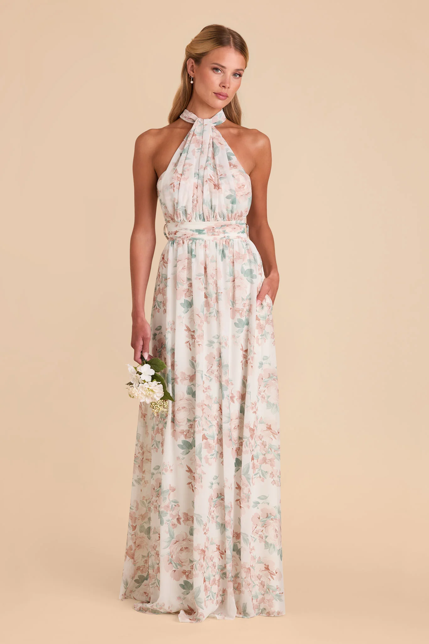 Swatch - Chiffon in Dusty Apricot Peonies - Image 4