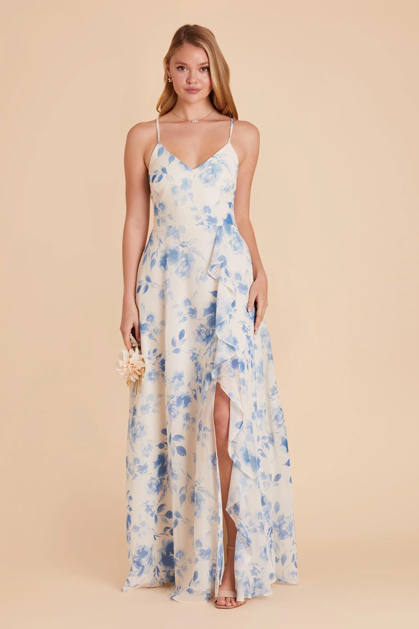 Theresa Chiffon Dress - Blue Rococo Floral
