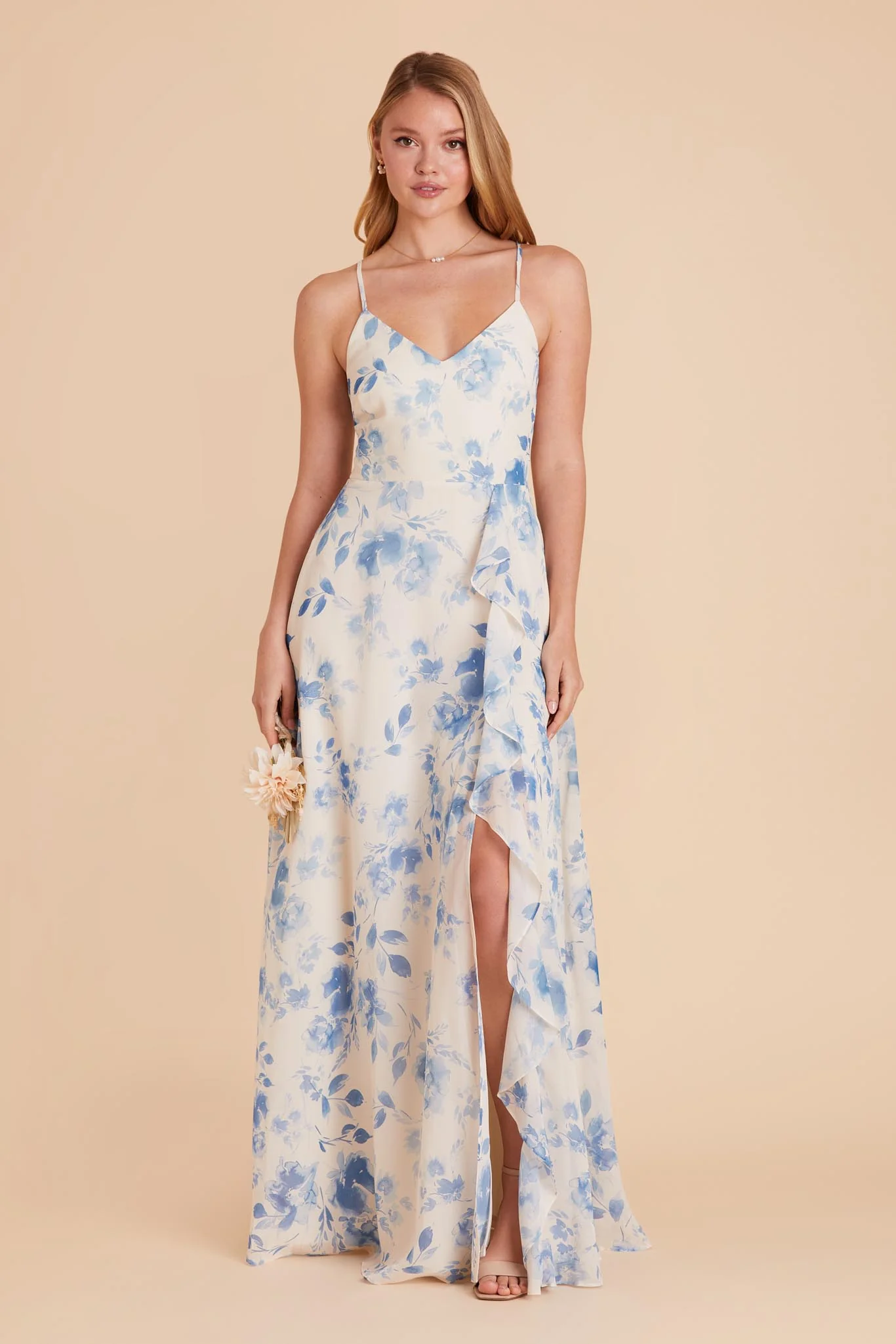 Theresa Chiffon Dress - Blue Rococo Floral - Image 4