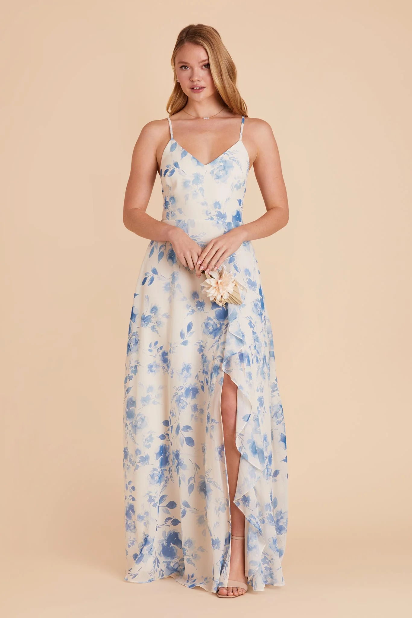 Theresa Chiffon Dress - Blue Rococo Floral - Image 5