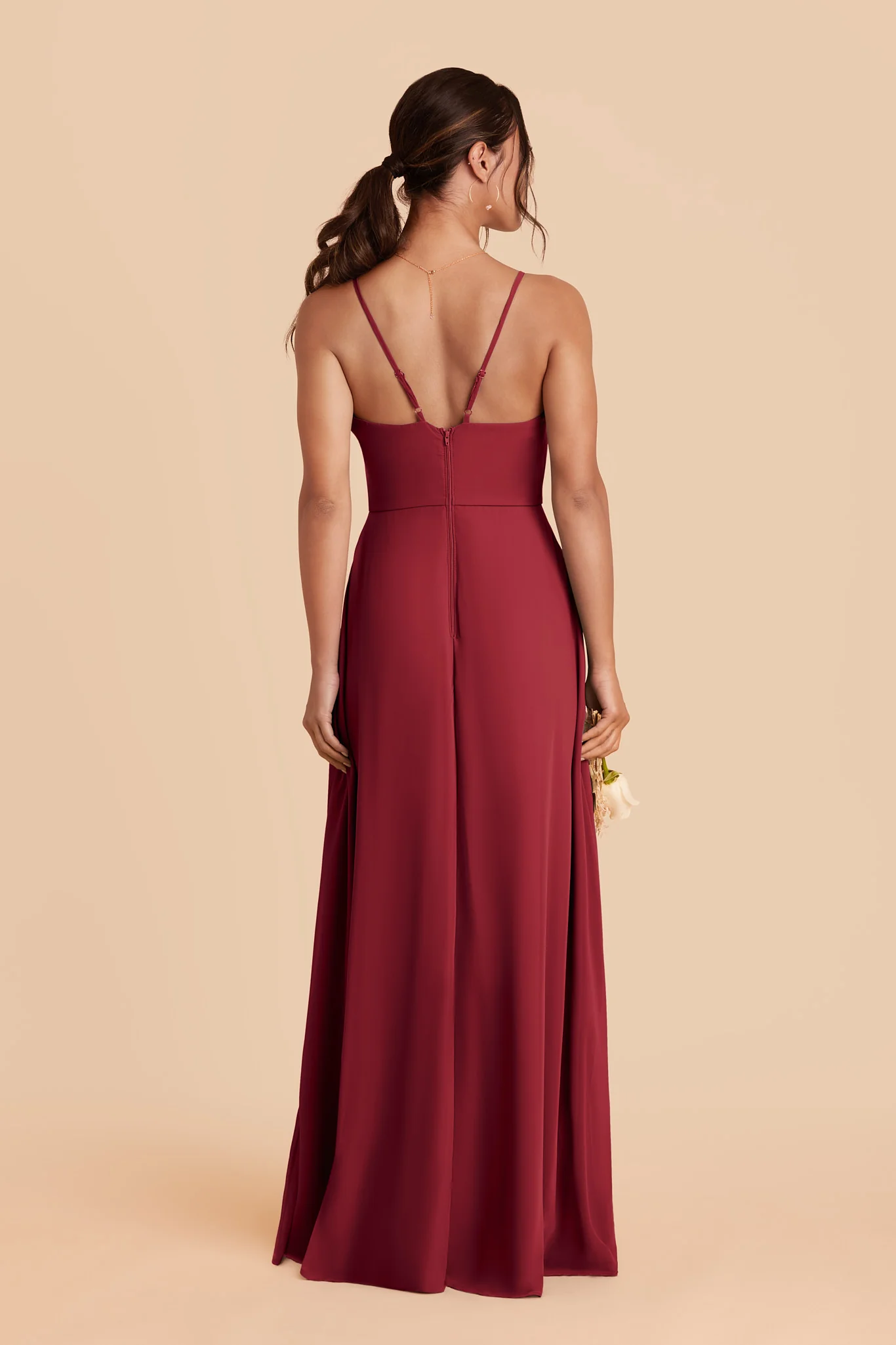 Theresa Chiffon Dress - Burgundy - Image 3