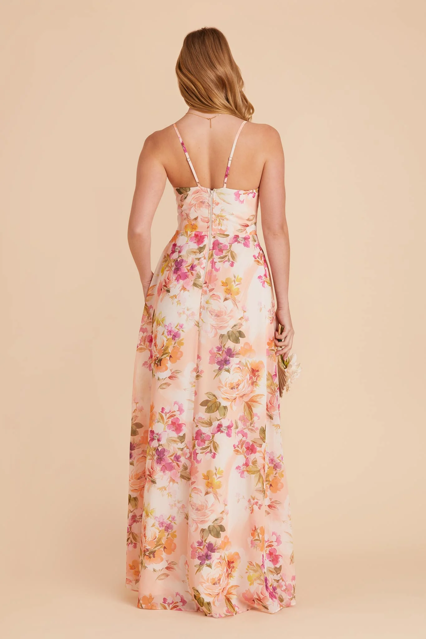 Theresa Chiffon Dress - Coral Sunset Peonies - Image 8