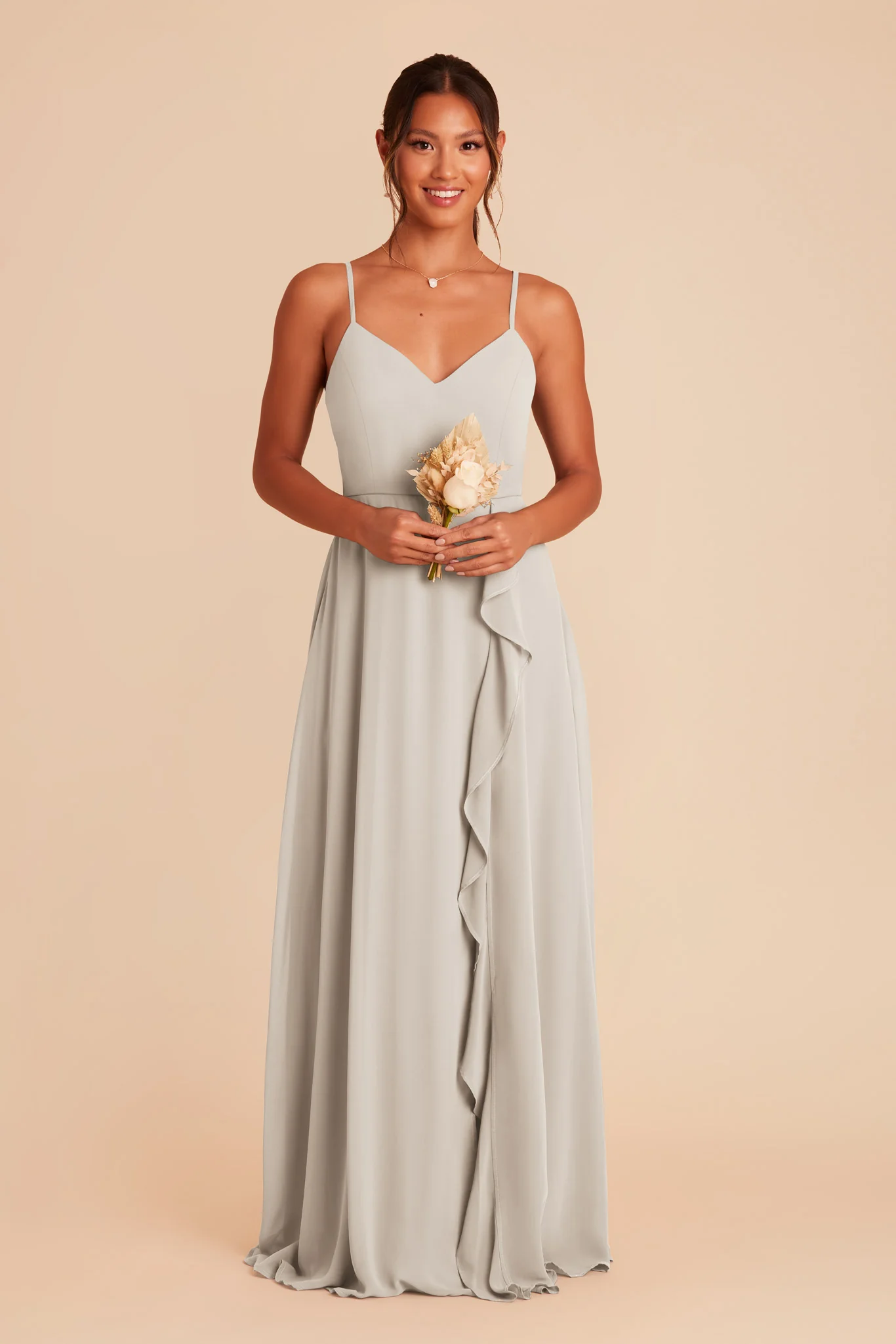 Theresa Chiffon Dress - Dove Gray - Image 3
