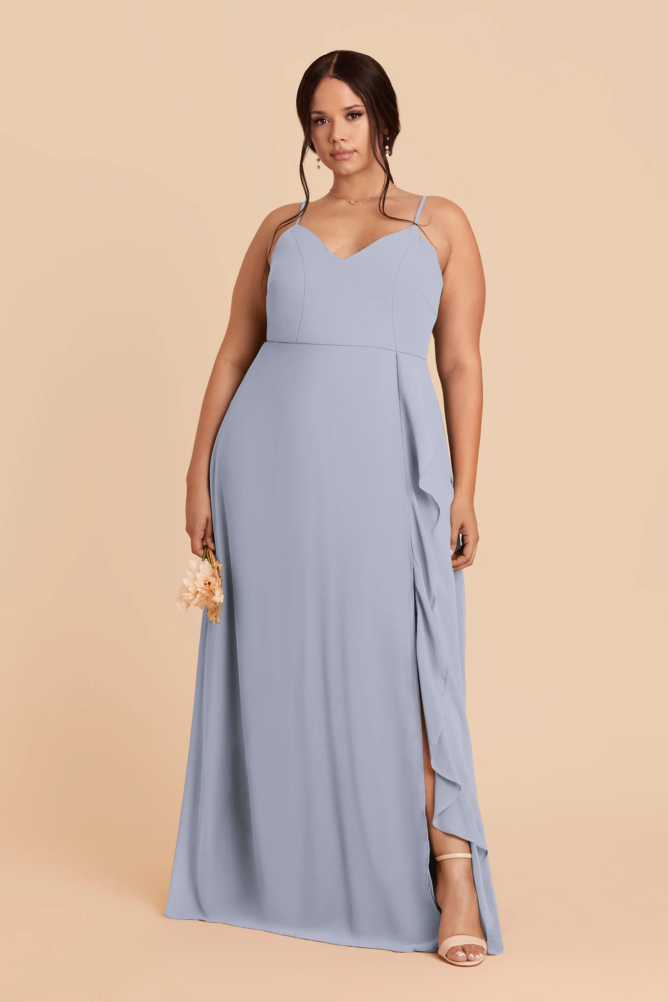 Theresa Chiffon Dress - Dusty Blue - Image 2