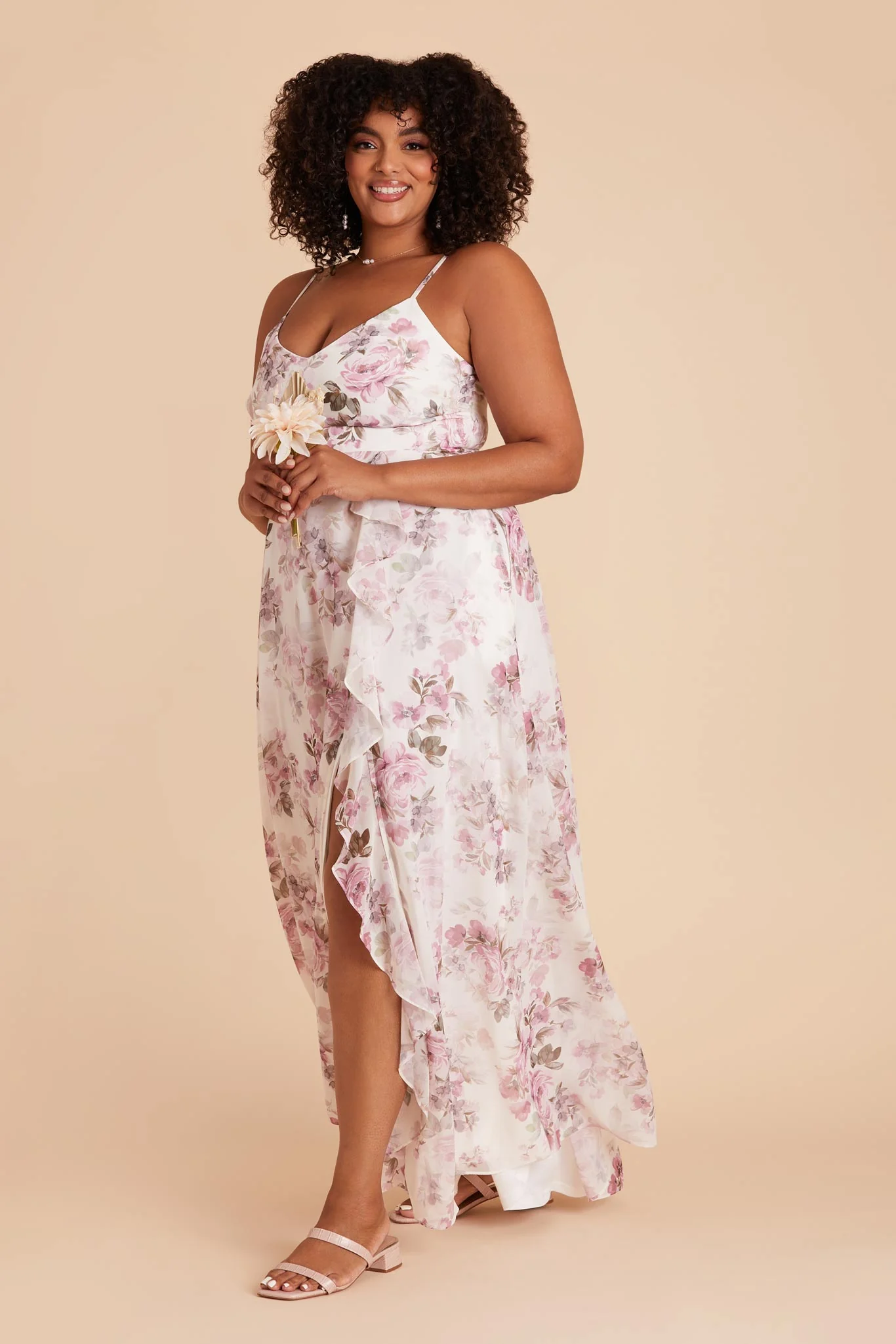 Theresa Chiffon Dress - Dusty Pink Peonies - Image 13