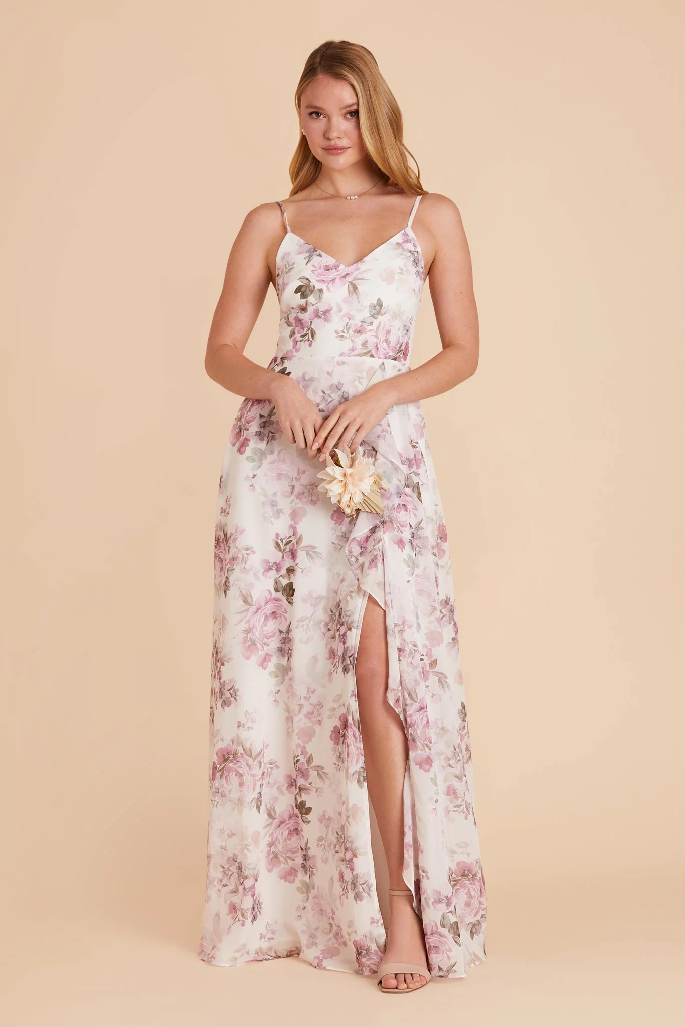 Theresa Chiffon Dress - Dusty Pink Peonies - Image 8