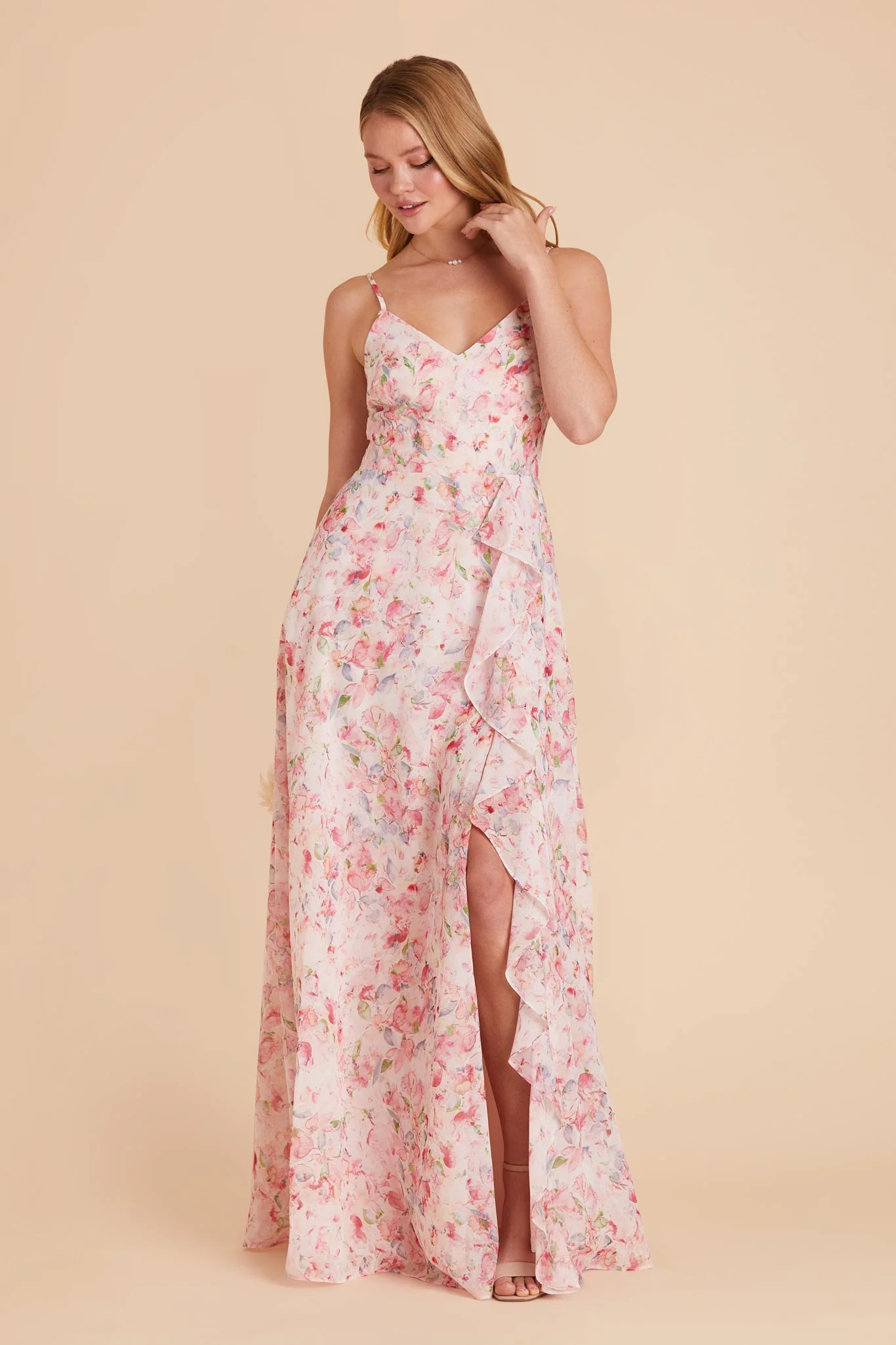 Theresa Chiffon Dress - Pink Falling Petals - Image 5