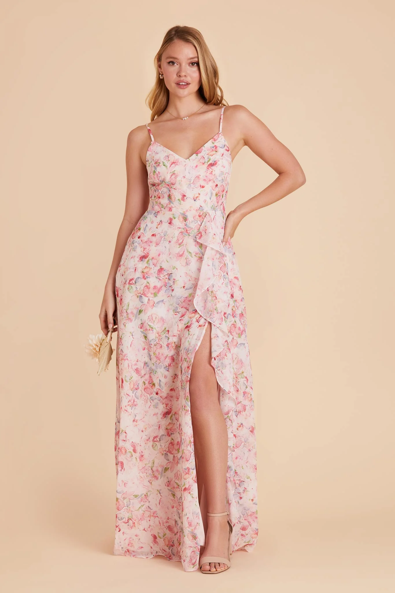 Theresa Chiffon Dress - Pink Falling Petals - Image 8