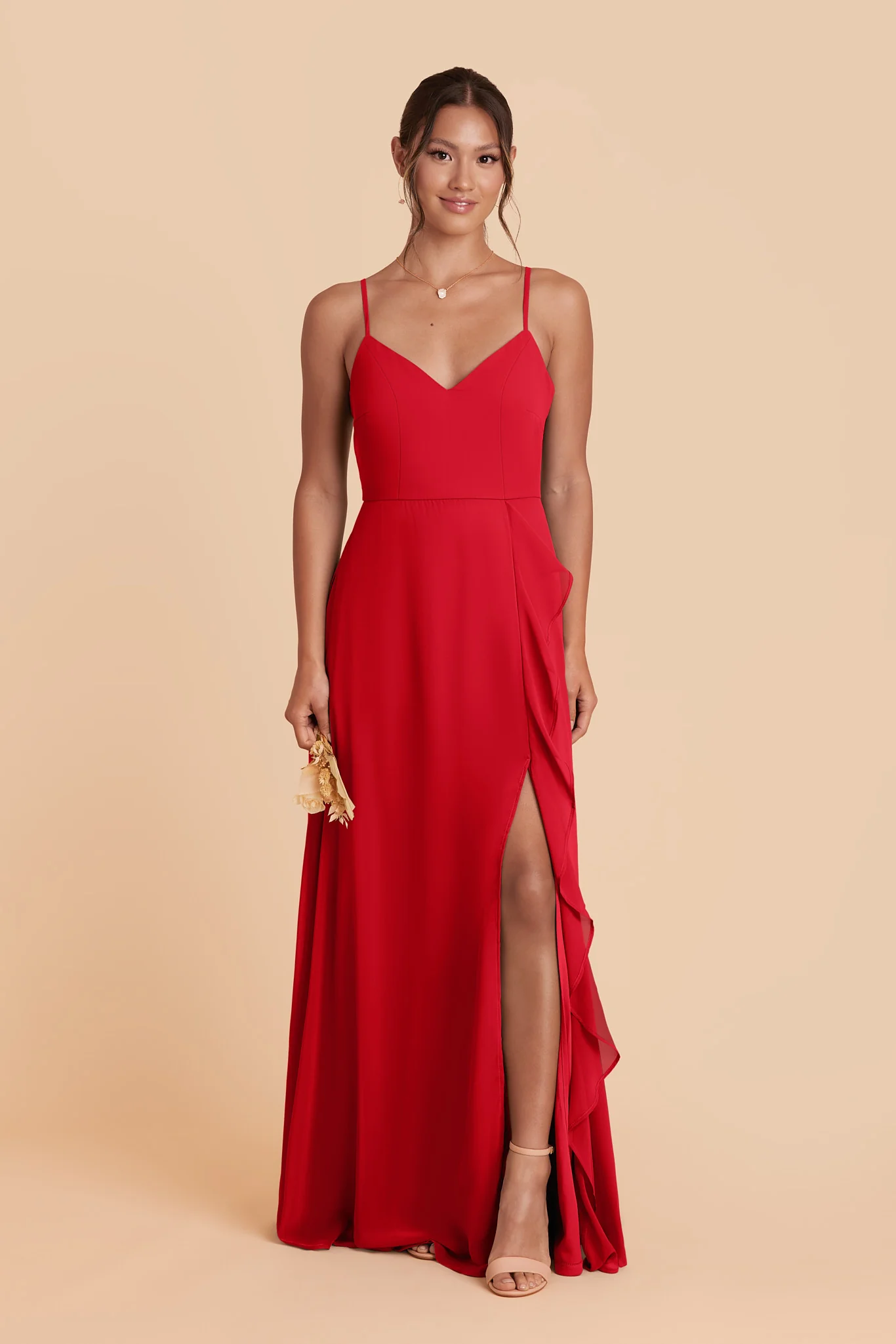 Theresa Chiffon Dress - Ruby Red