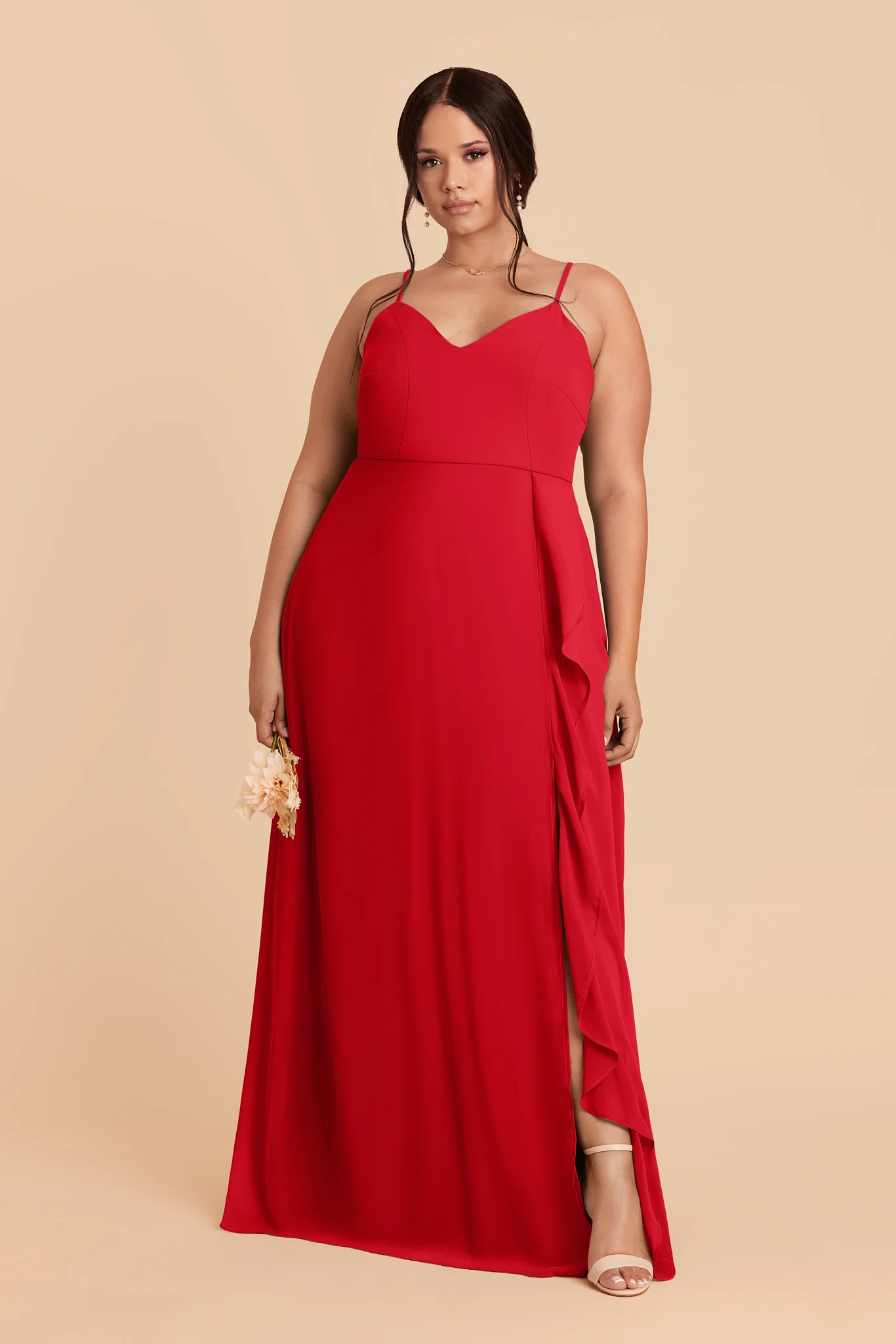 Theresa Chiffon Dress - Ruby Red - Image 2