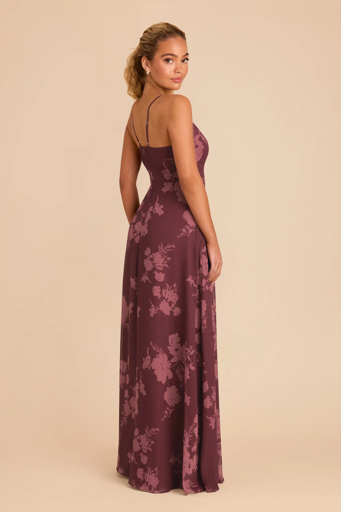 Theresa Chiffon Dress - Sangria Whimsical Blooms - Image 4