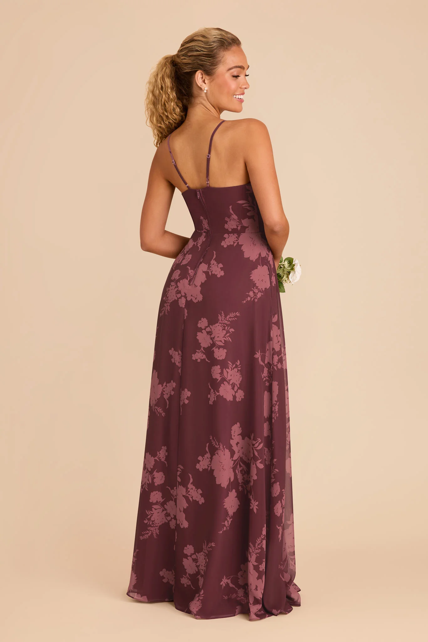 Theresa Chiffon Dress - Sangria Whimsical Blooms - Image 5