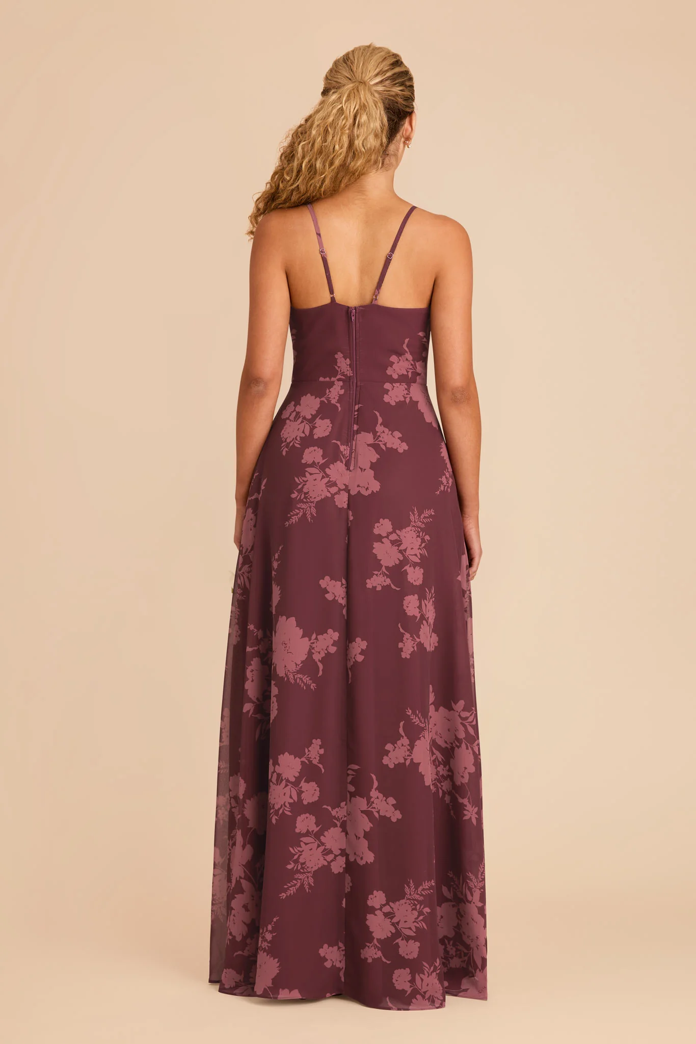 Theresa Chiffon Dress - Sangria Whimsical Blooms - Image 6