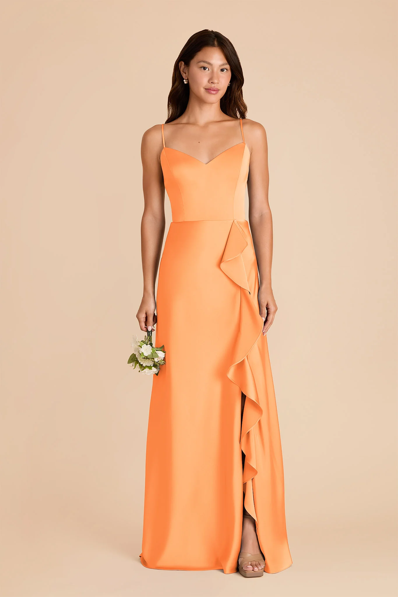 Theresa Matte Satin Dress - Apricot - Image 3