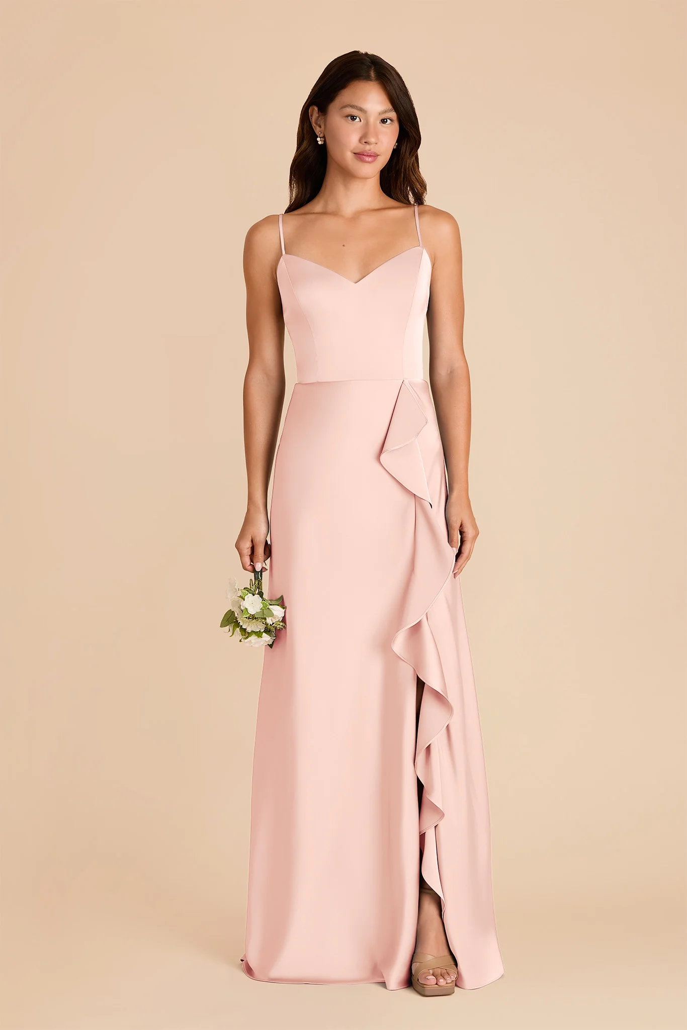 Theresa Matte Satin Dress - Blush Pink