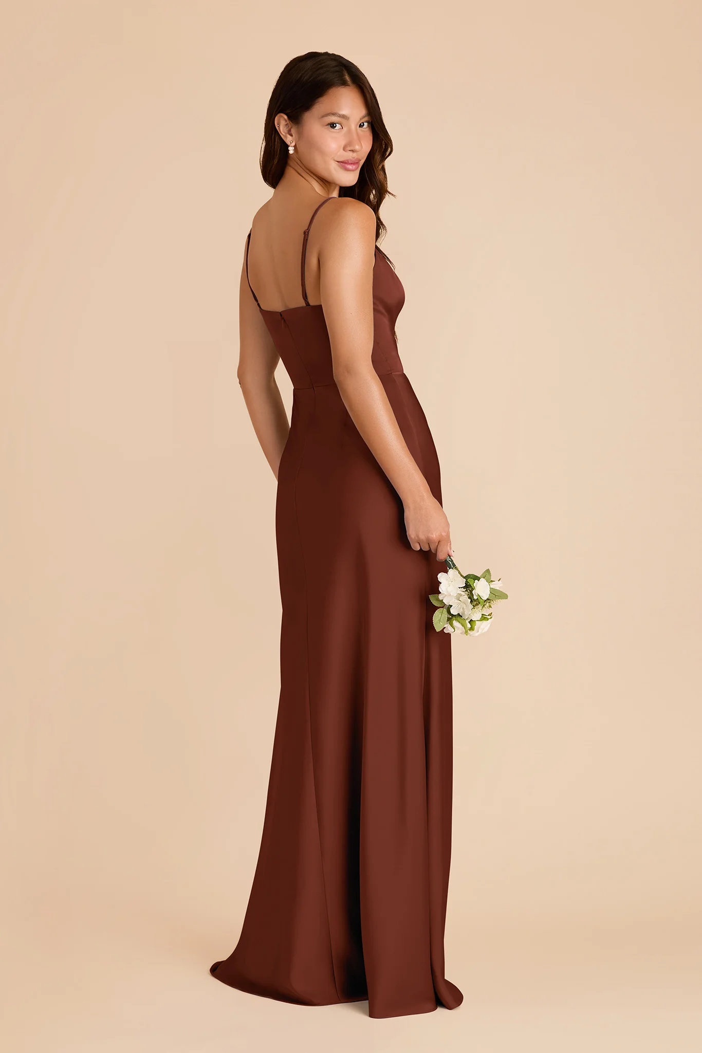 Theresa Matte Satin Dress - Cognac - Image 4