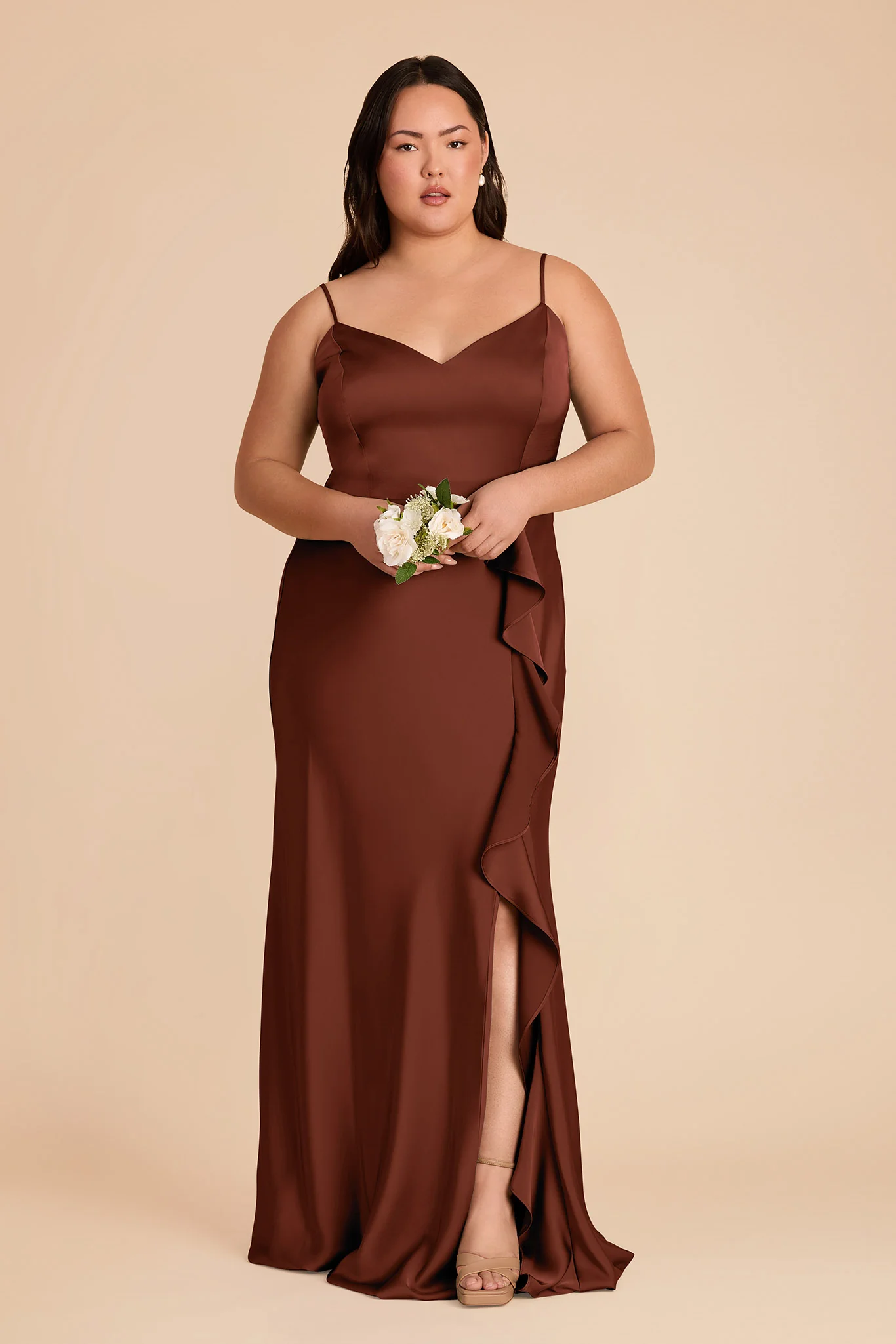Theresa Matte Satin Dress - Cognac - Image 6