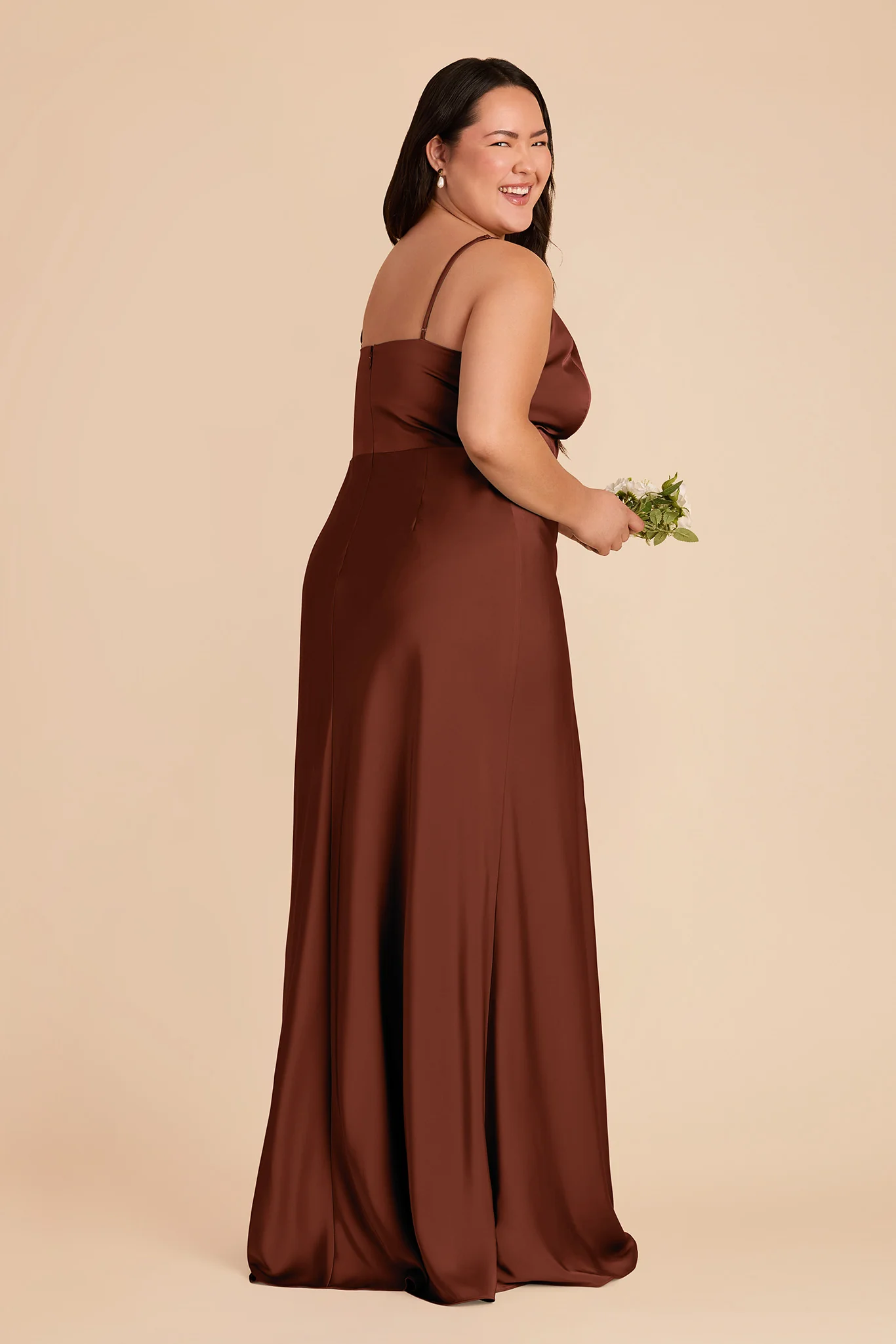 Theresa Matte Satin Dress - Cognac - Image 7
