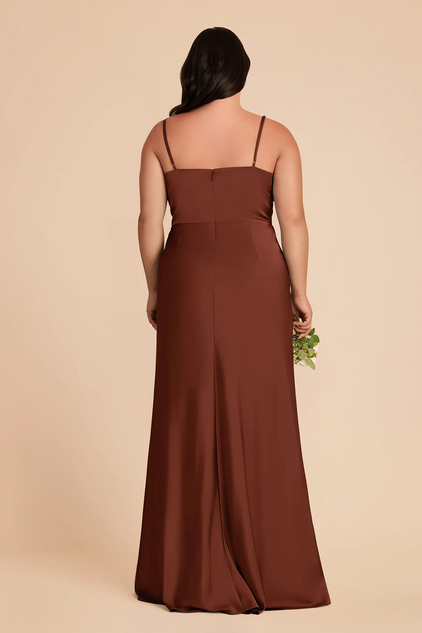 Theresa Matte Satin Dress - Cognac - Image 8