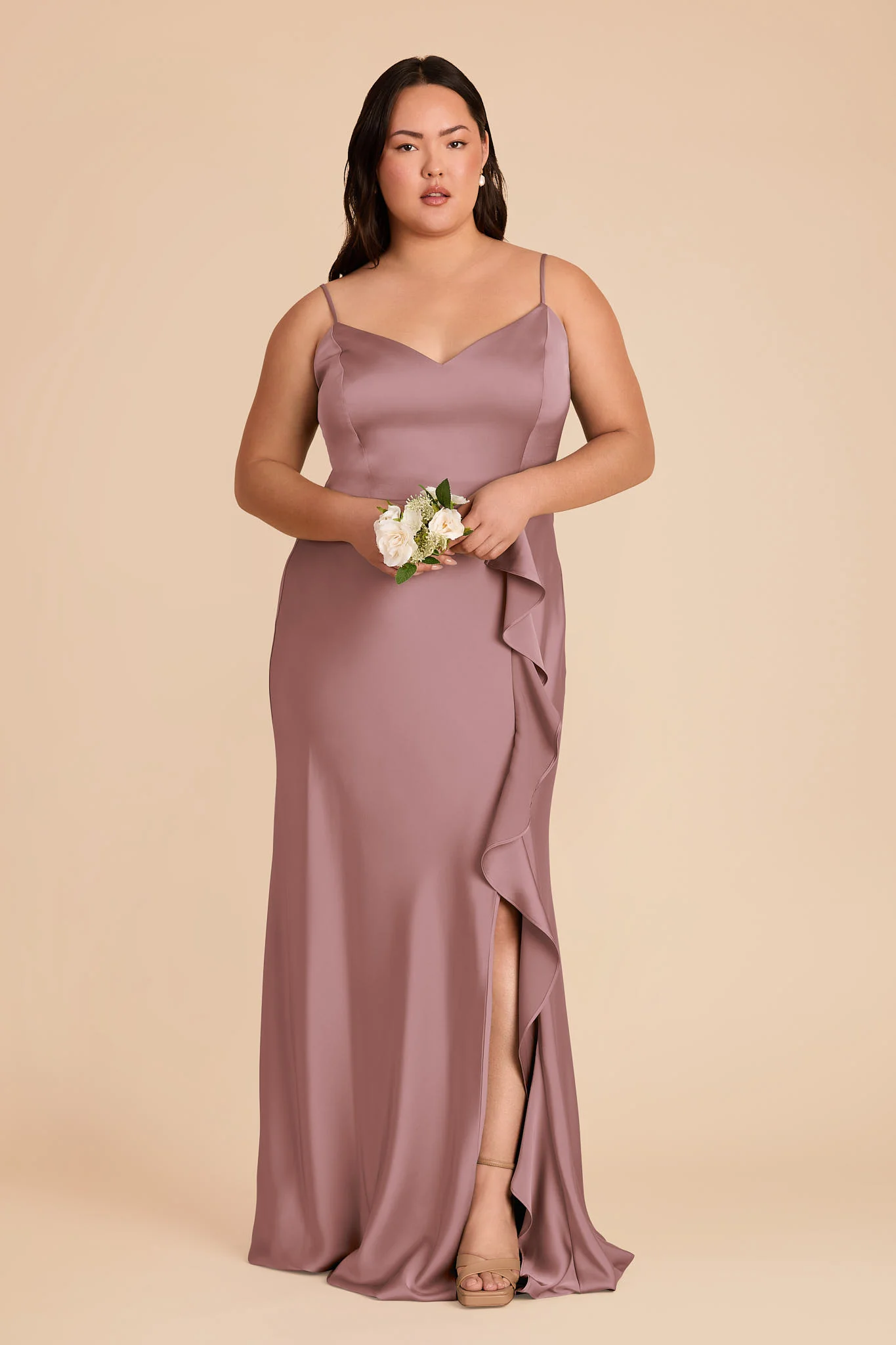 Theresa Matte Satin Dress - Dark Mauve
