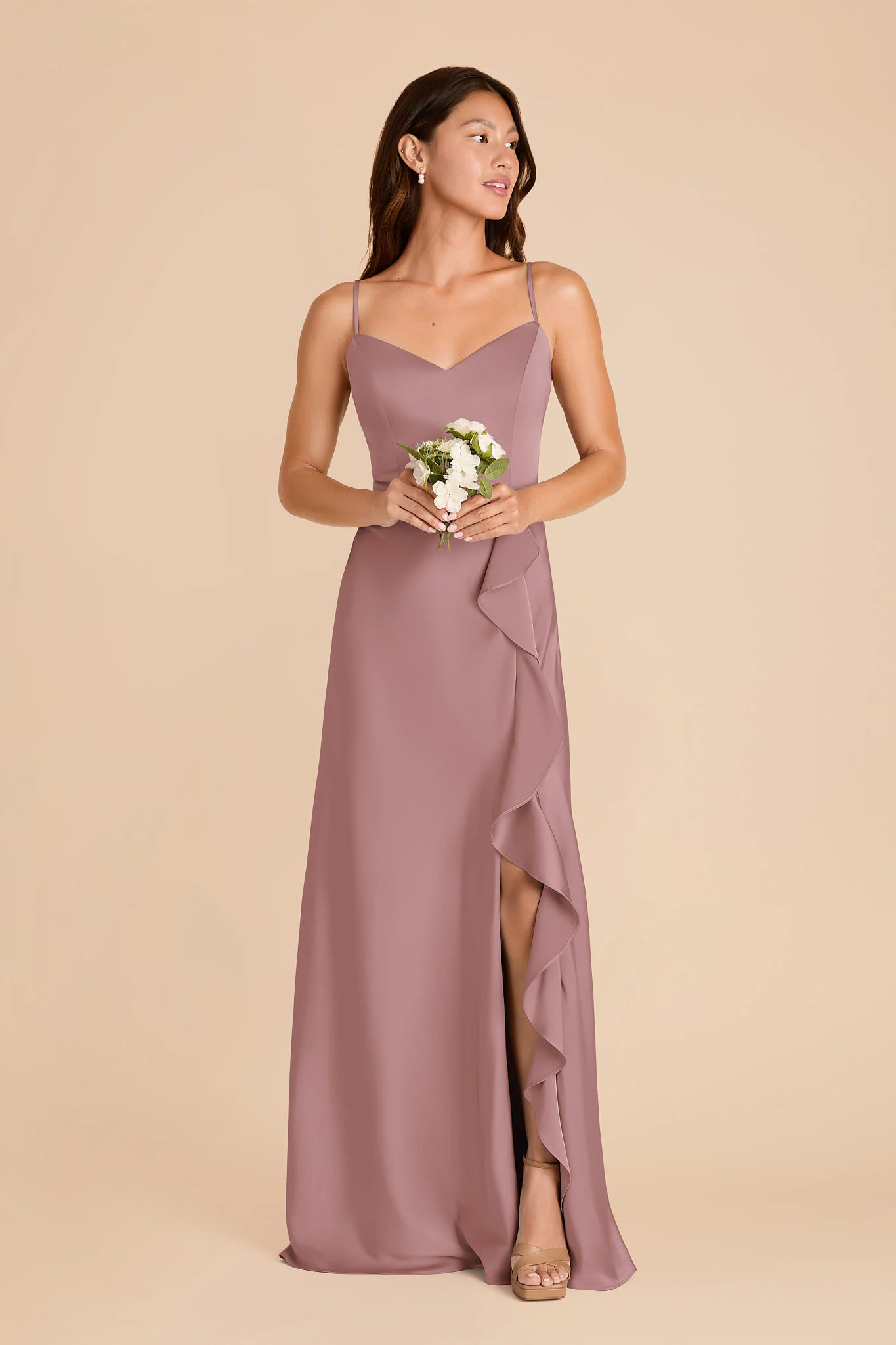 Theresa Matte Satin Dress - Dark Mauve - Image 2