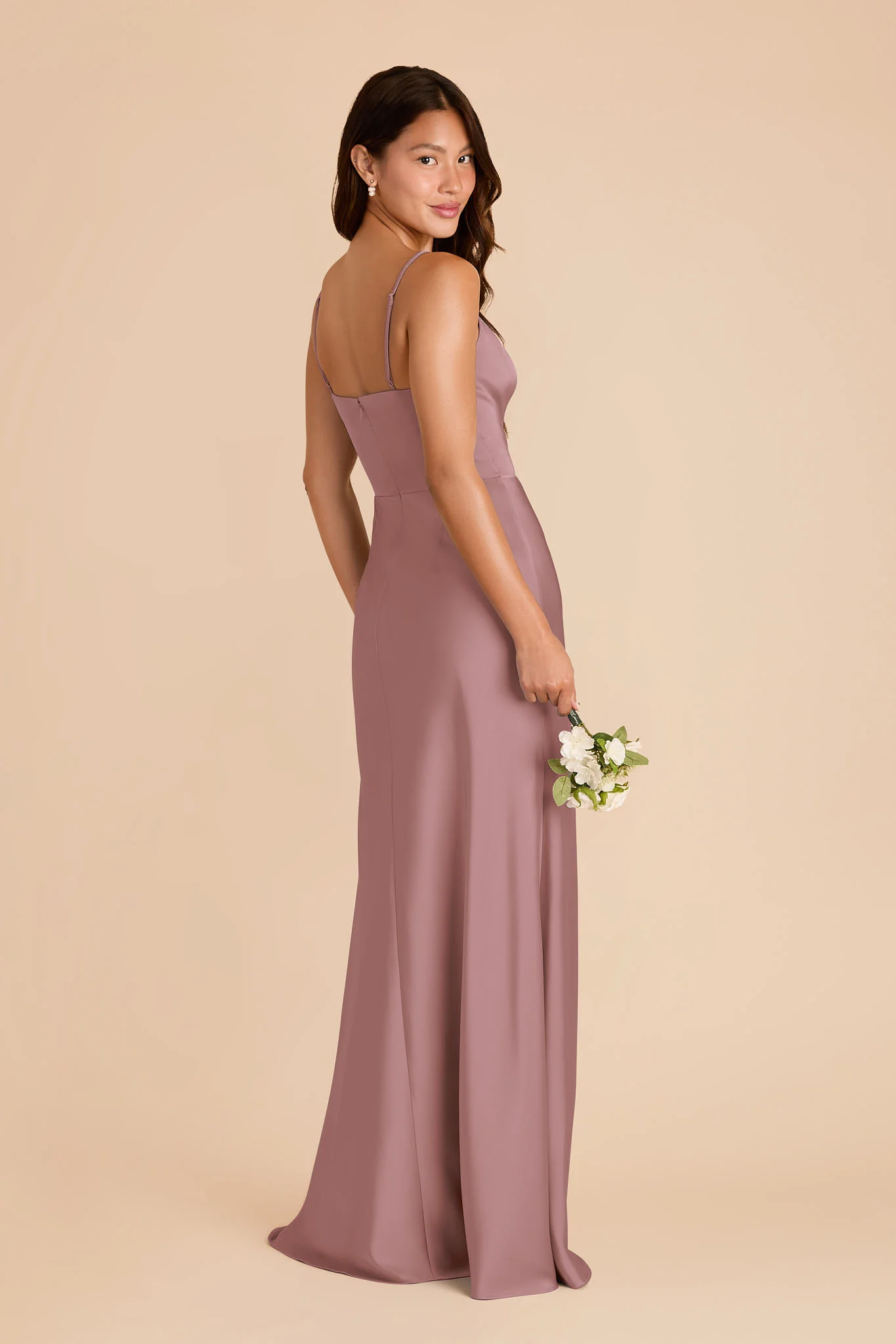 Theresa Matte Satin Dress - Dark Mauve - Image 3