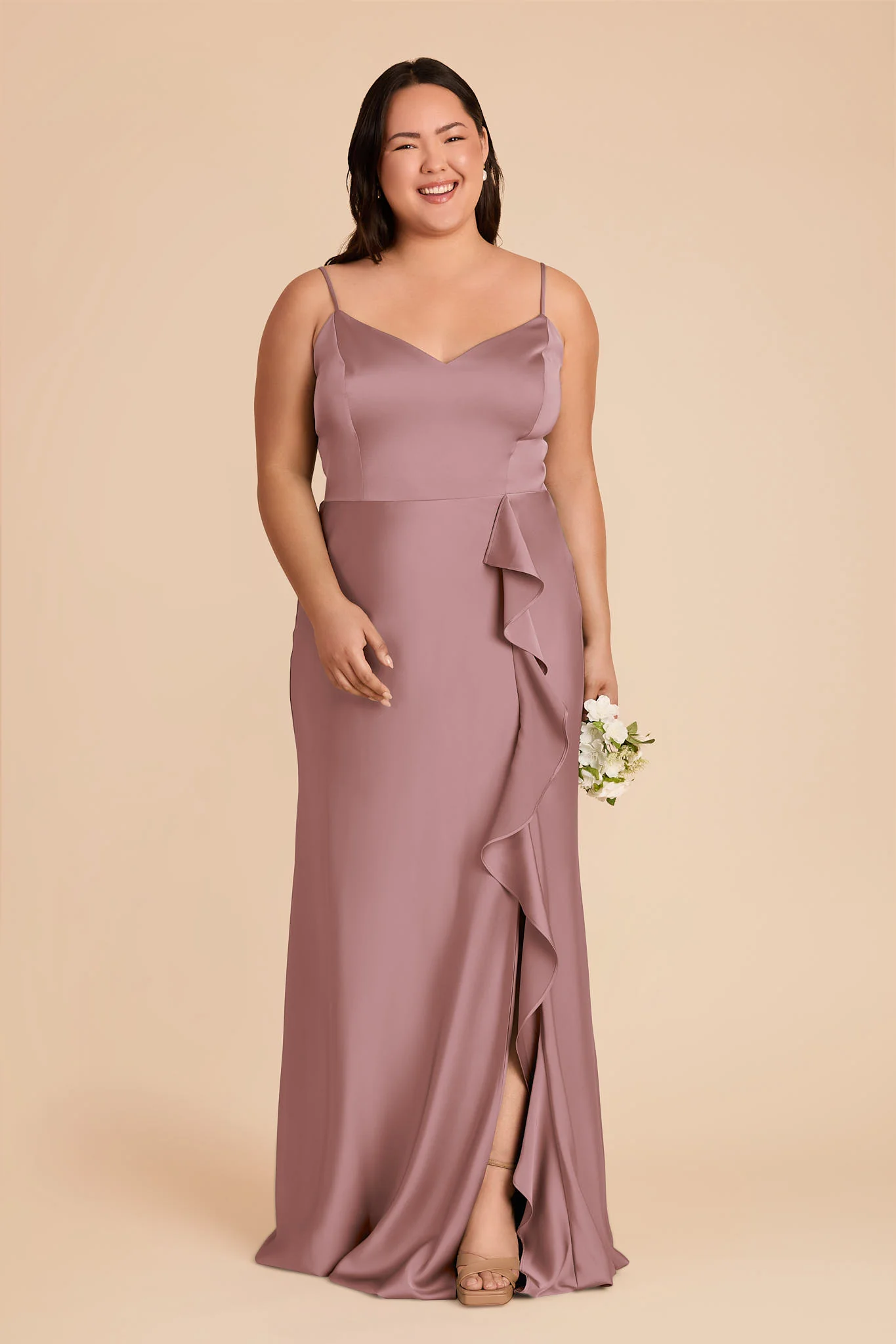 Theresa Matte Satin Dress - Dark Mauve - Image 5