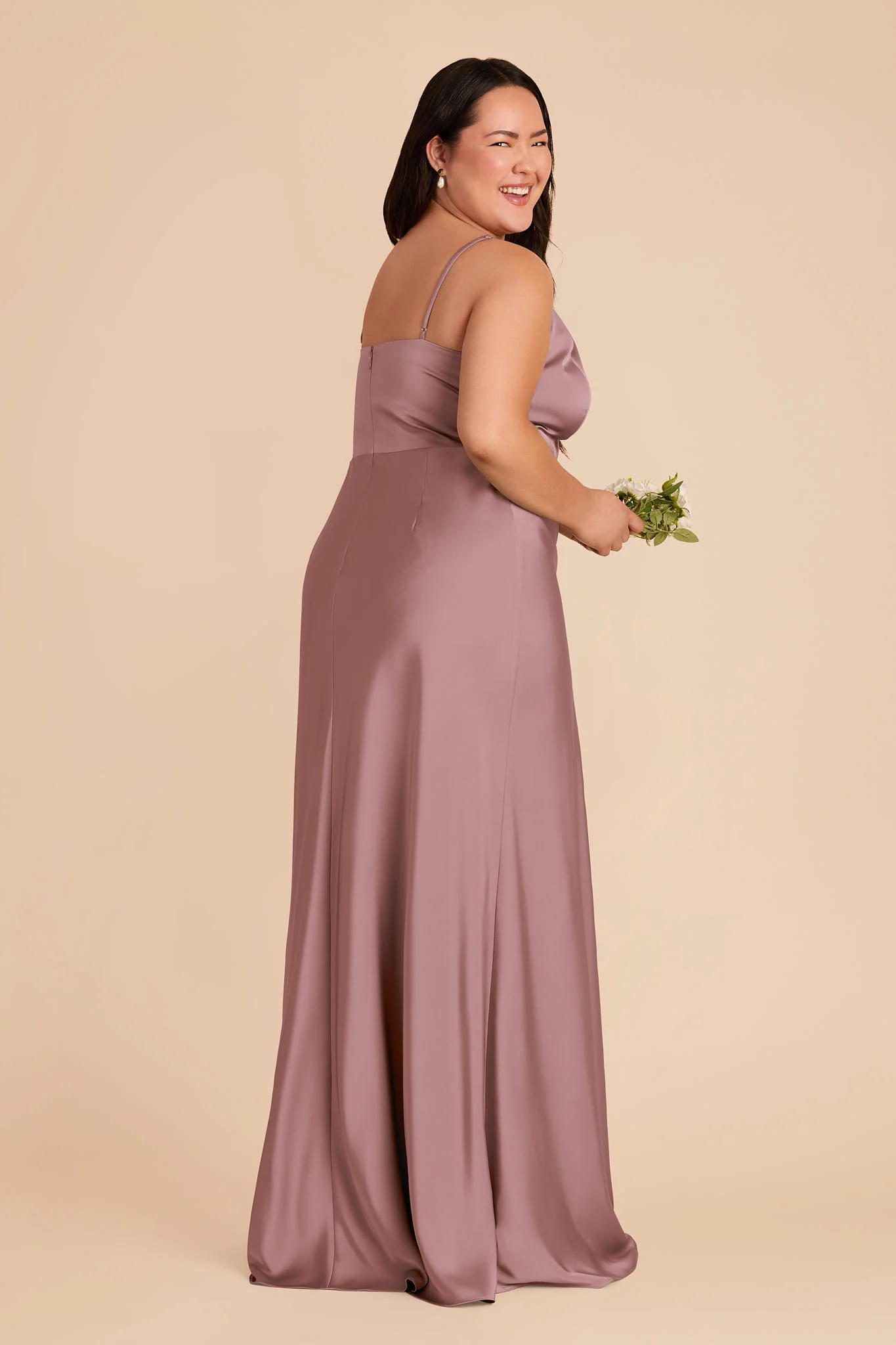 Theresa Matte Satin Dress - Dark Mauve - Image 6