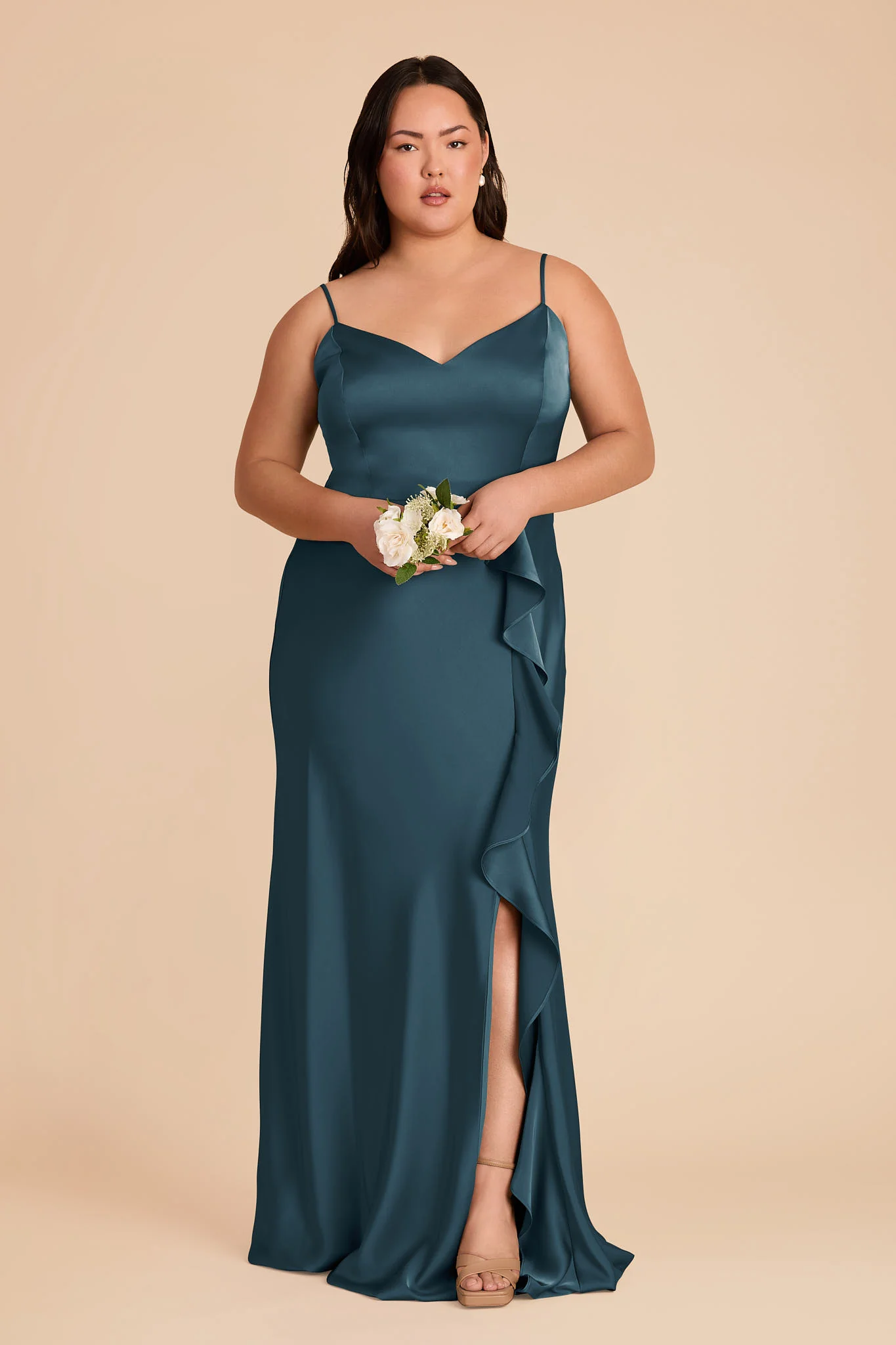 Theresa Matte Satin Dress - Dark Teal - Image 6